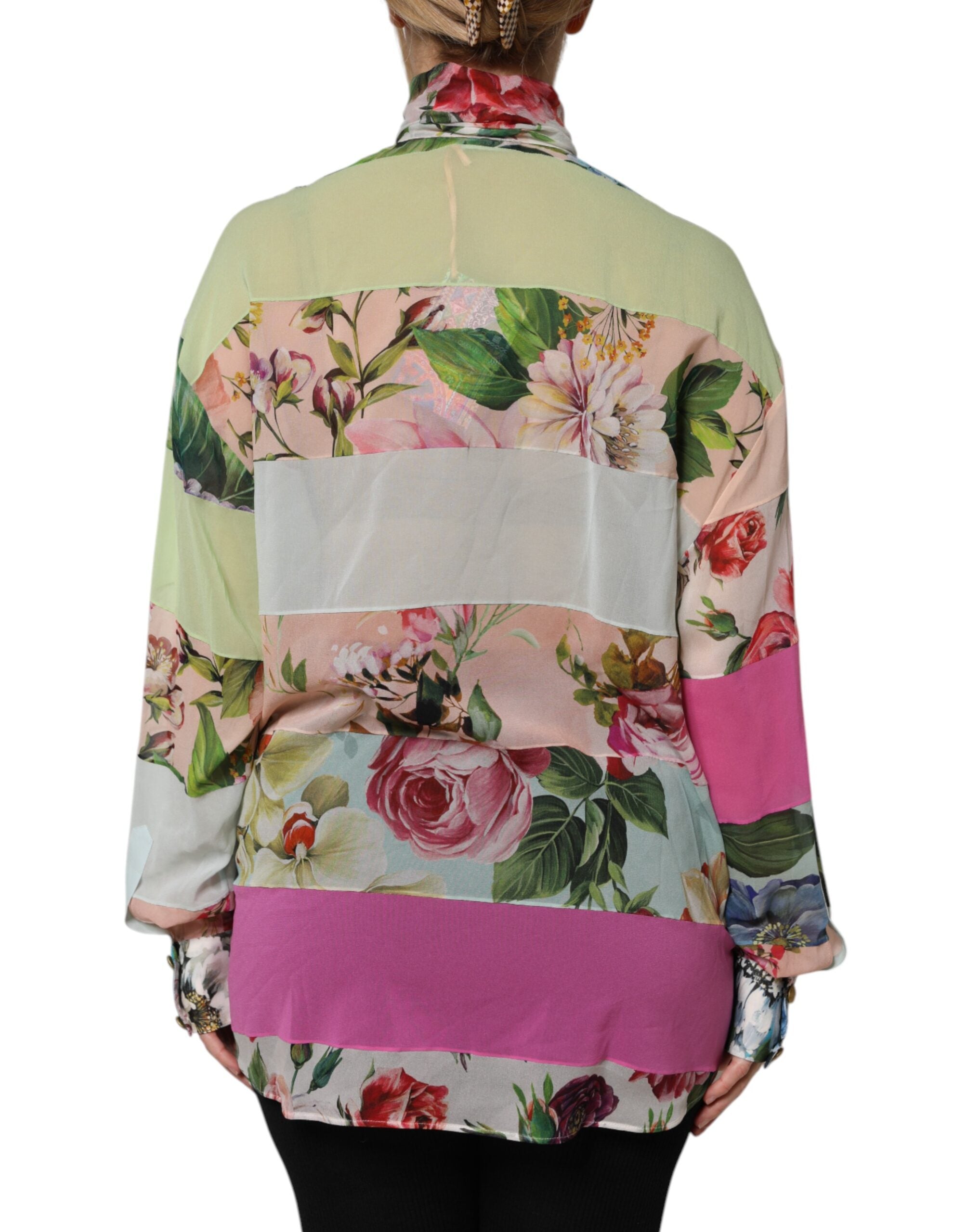 Multicolor Floral Patchwork Long Sleeves Top - ventzia