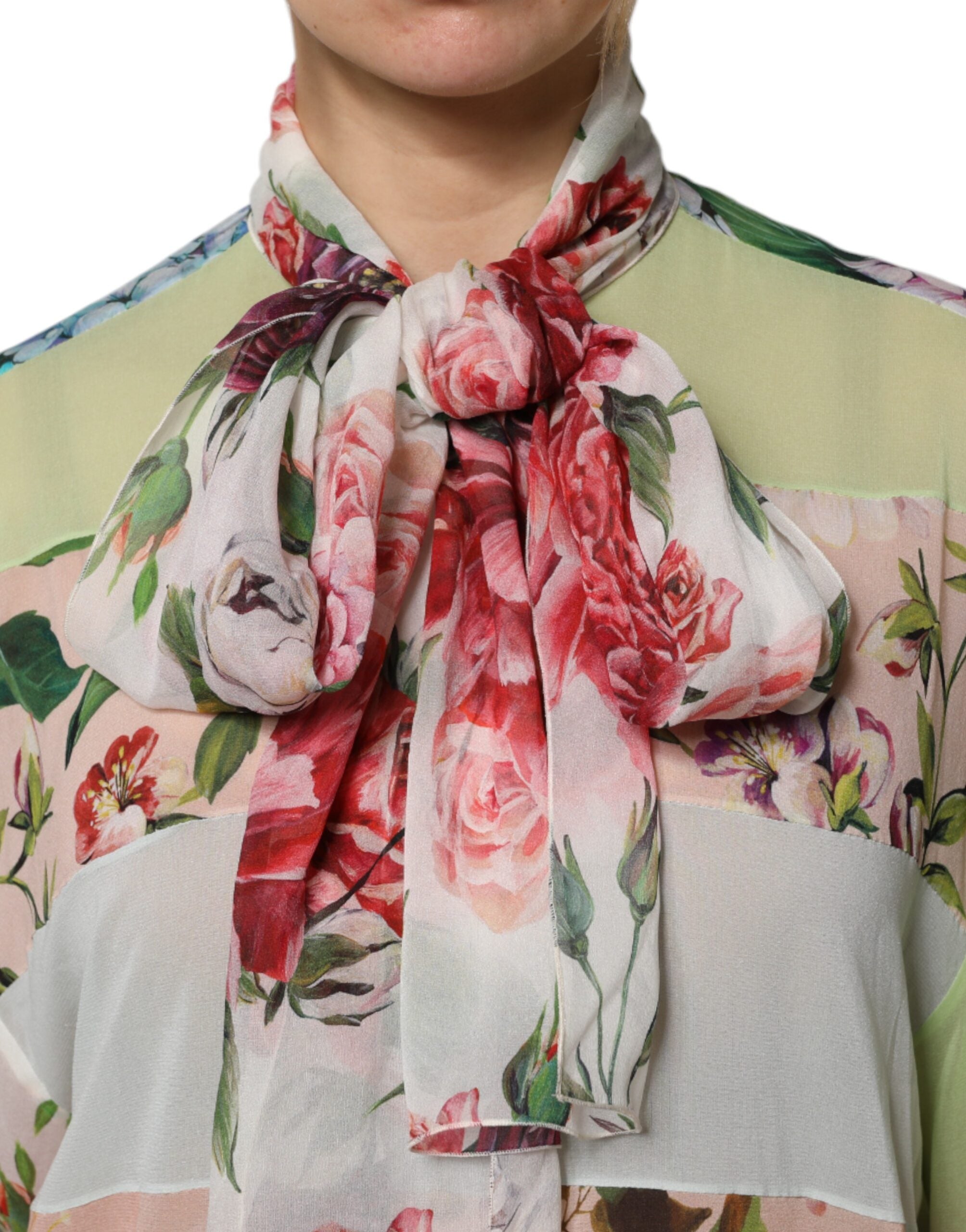 Multicolor Floral Patchwork Long Sleeves Top - ventzia