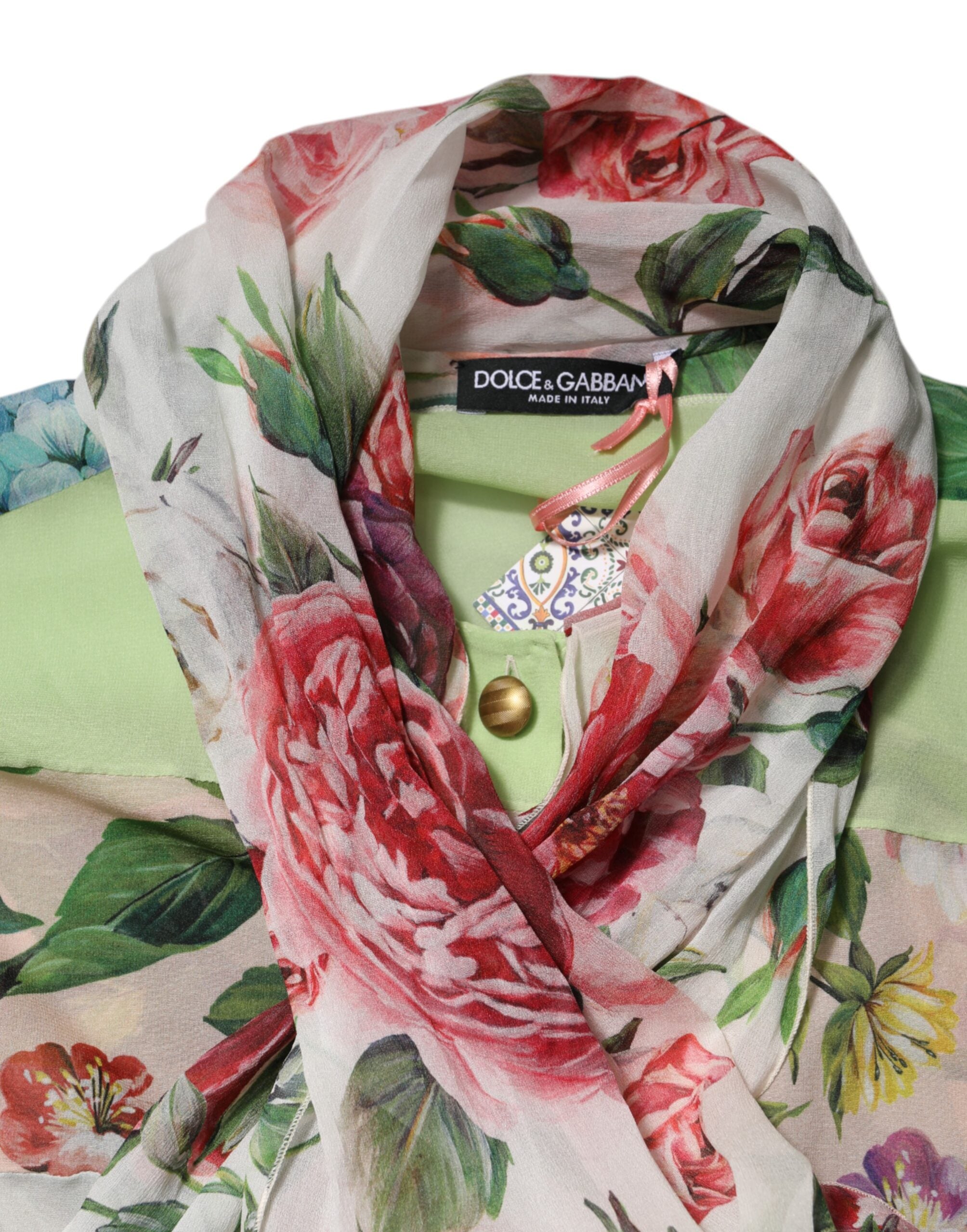 Multicolor Floral Patchwork Long Sleeves Top - ventzia