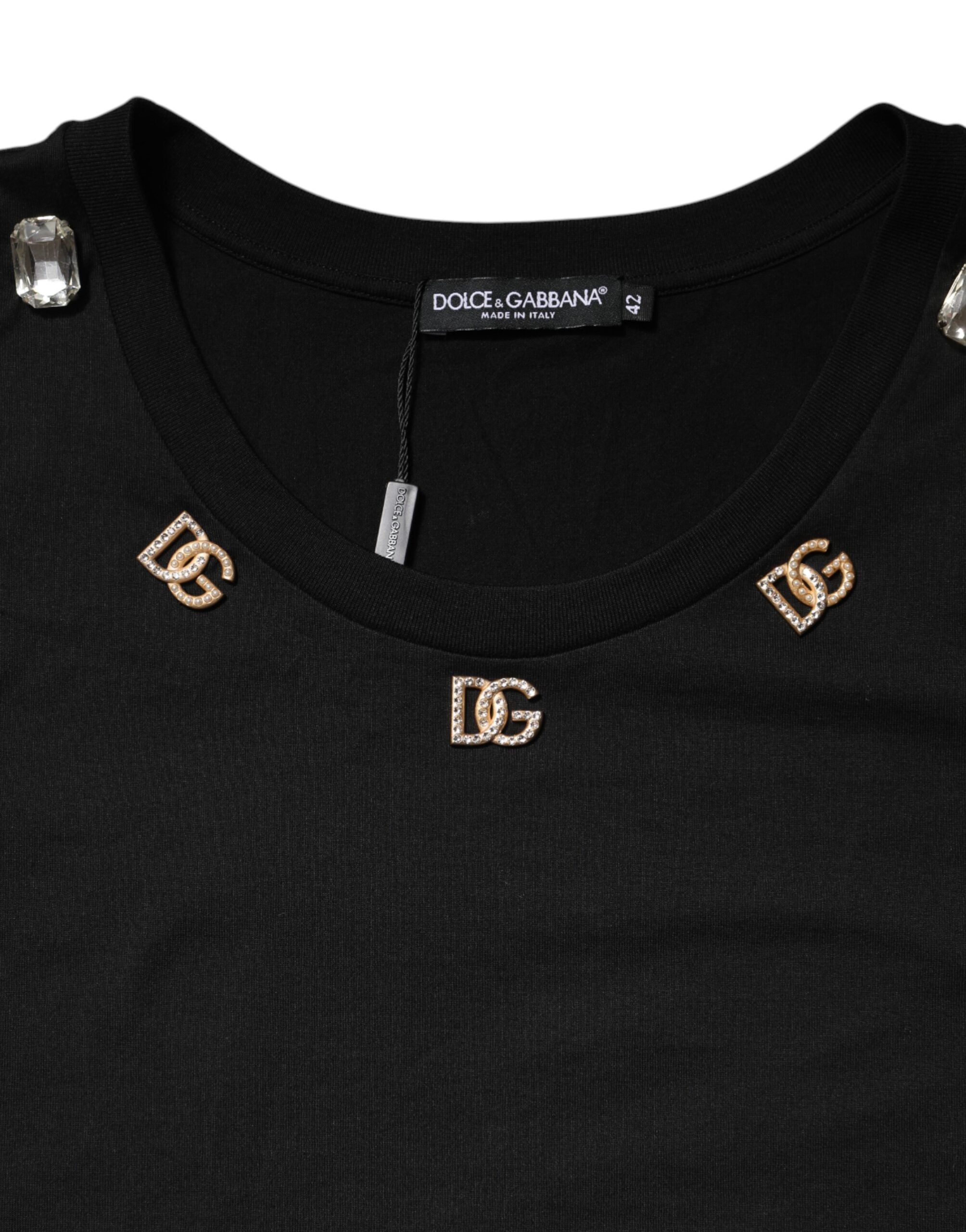 Black DG Embellished Sleeveless Tank Top - ventzia