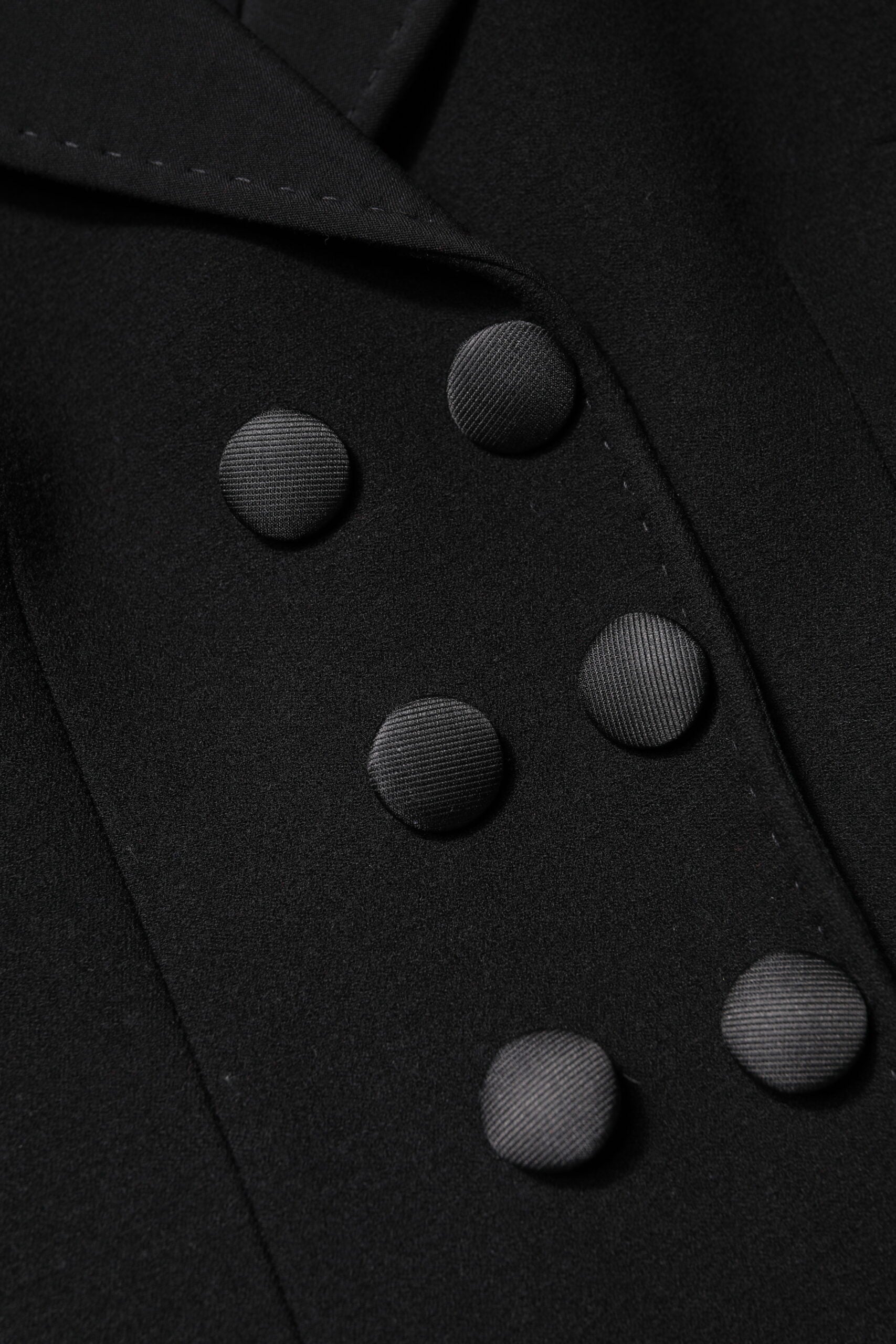 Black Wool Double Breasted Coat Jacket - ventzia