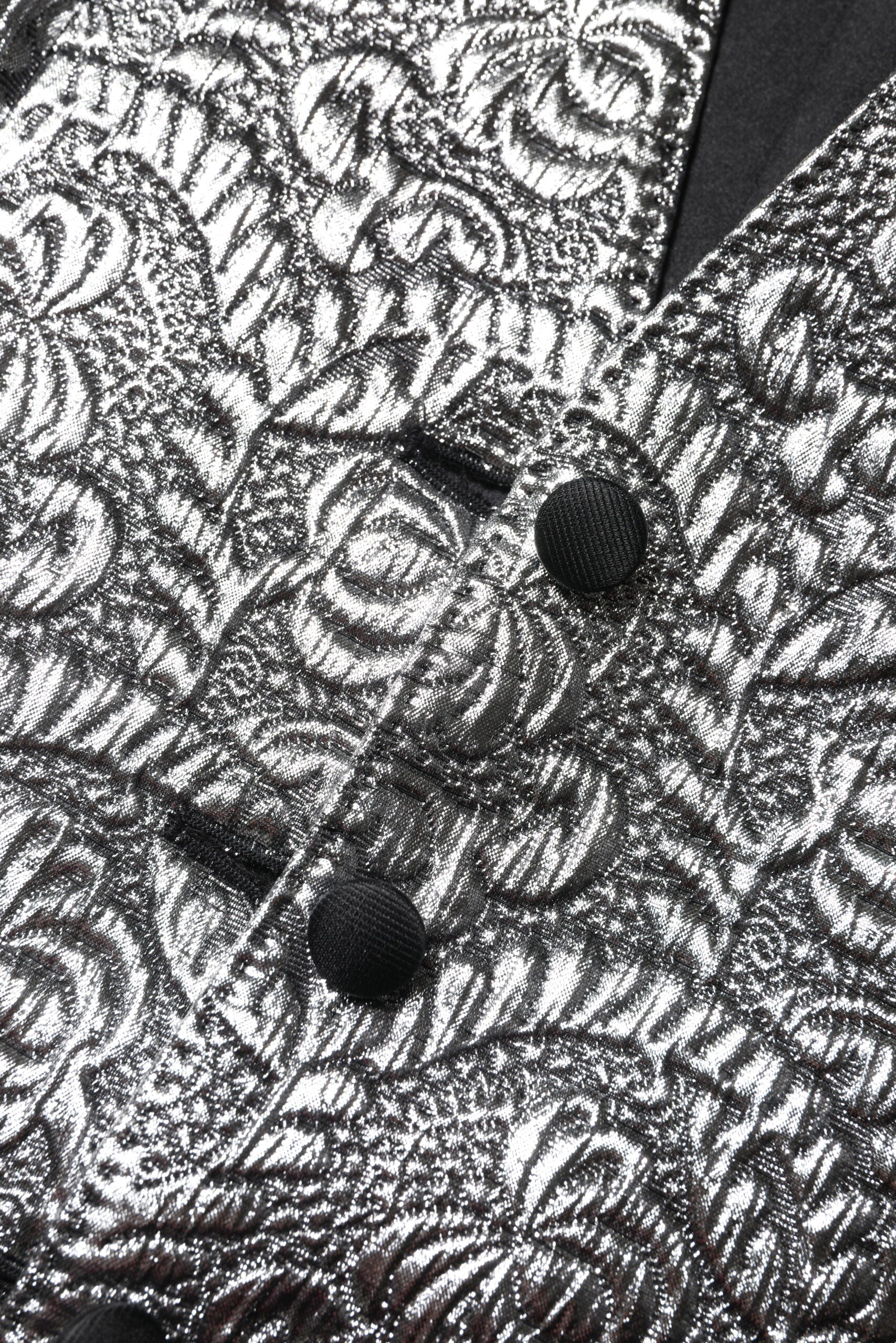Silver Floral Jacquard Sleeveless Vest Top - ventzia