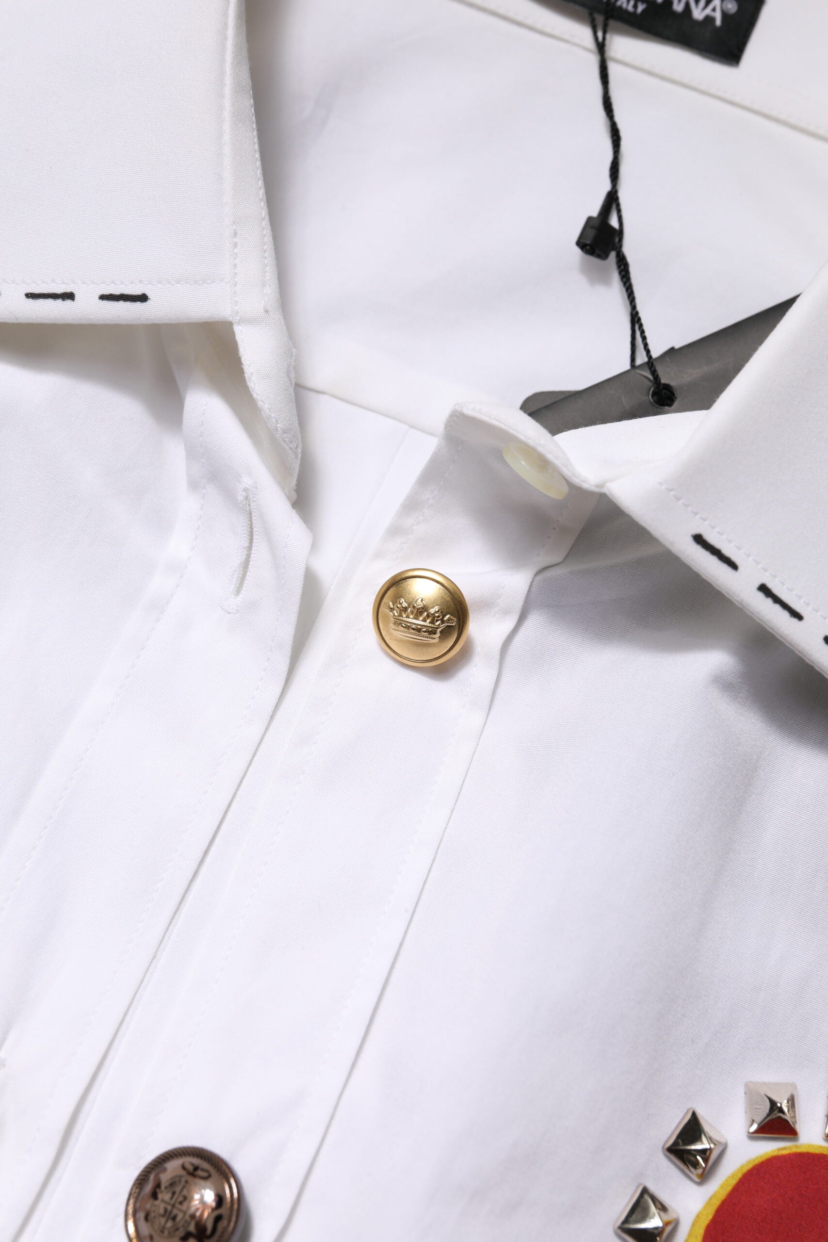 White Cotton Floral Embellished Shirt Top - ventzia