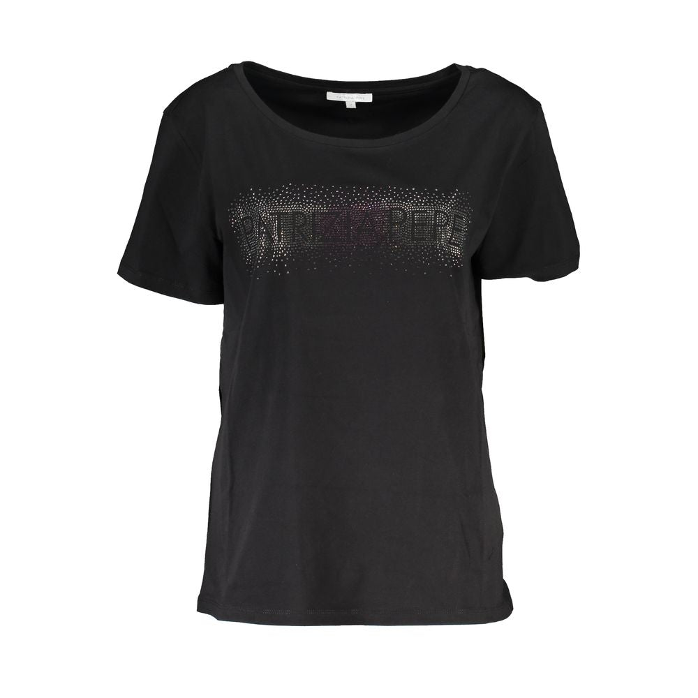 Chic Short Sleeve Wide Neck Tee with Contrast Details - ventzia