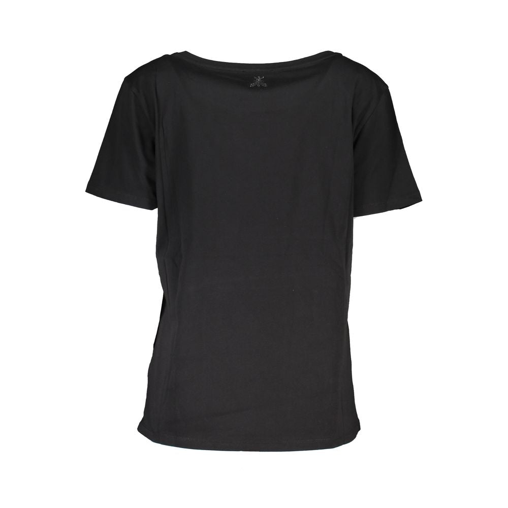 Chic Short Sleeve Wide Neck Tee with Contrast Details - ventzia