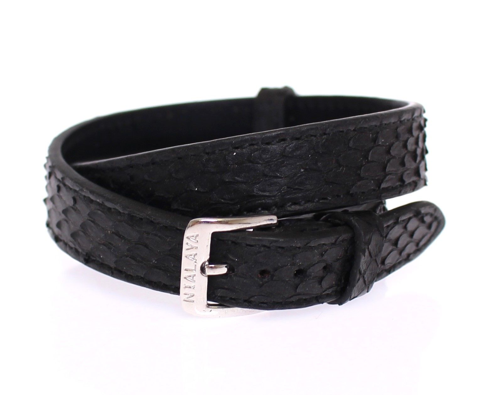 Exquisite Black Snakeskin Silver Bracelet - ventzia