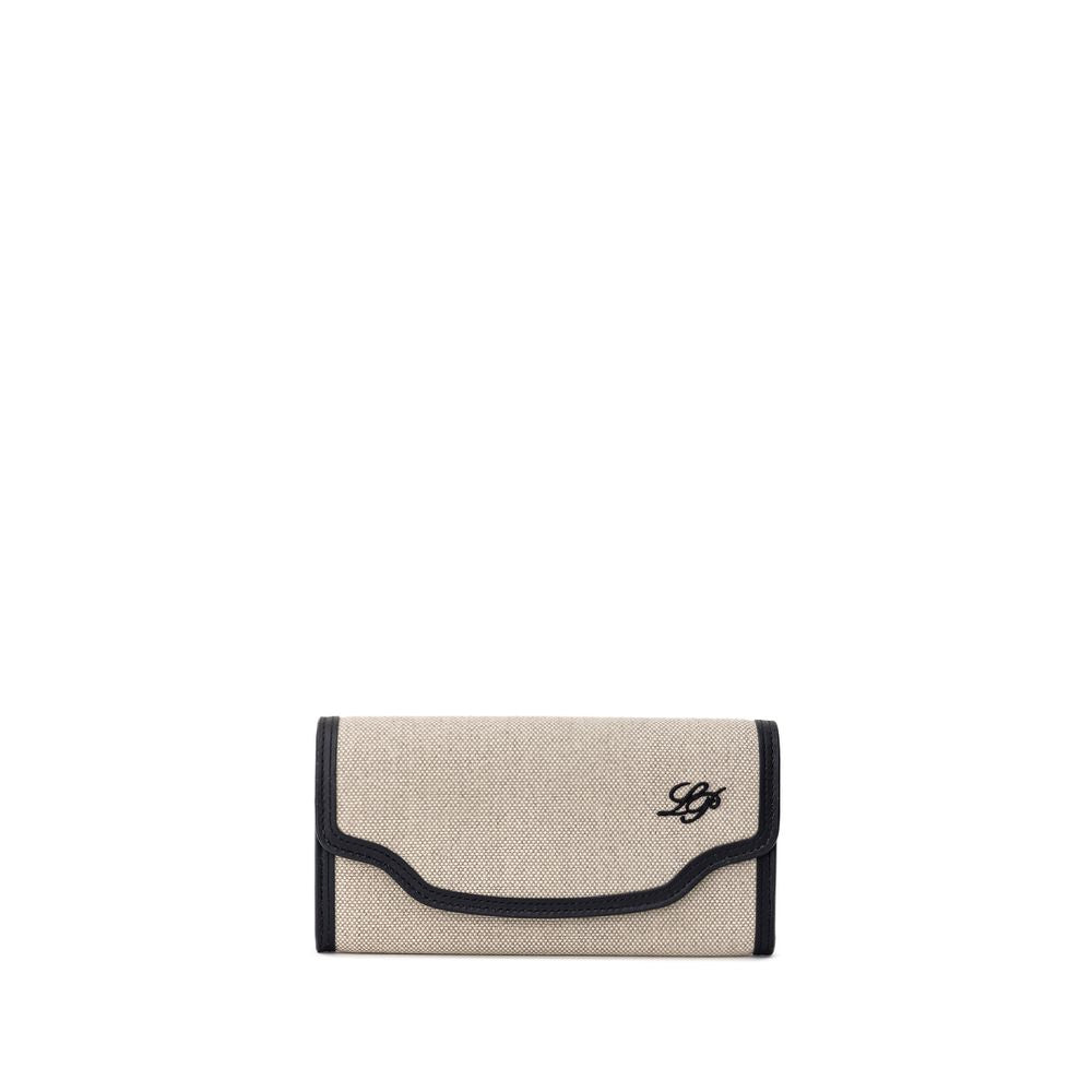 Beige Fabric And Leather Wallet - ventzia