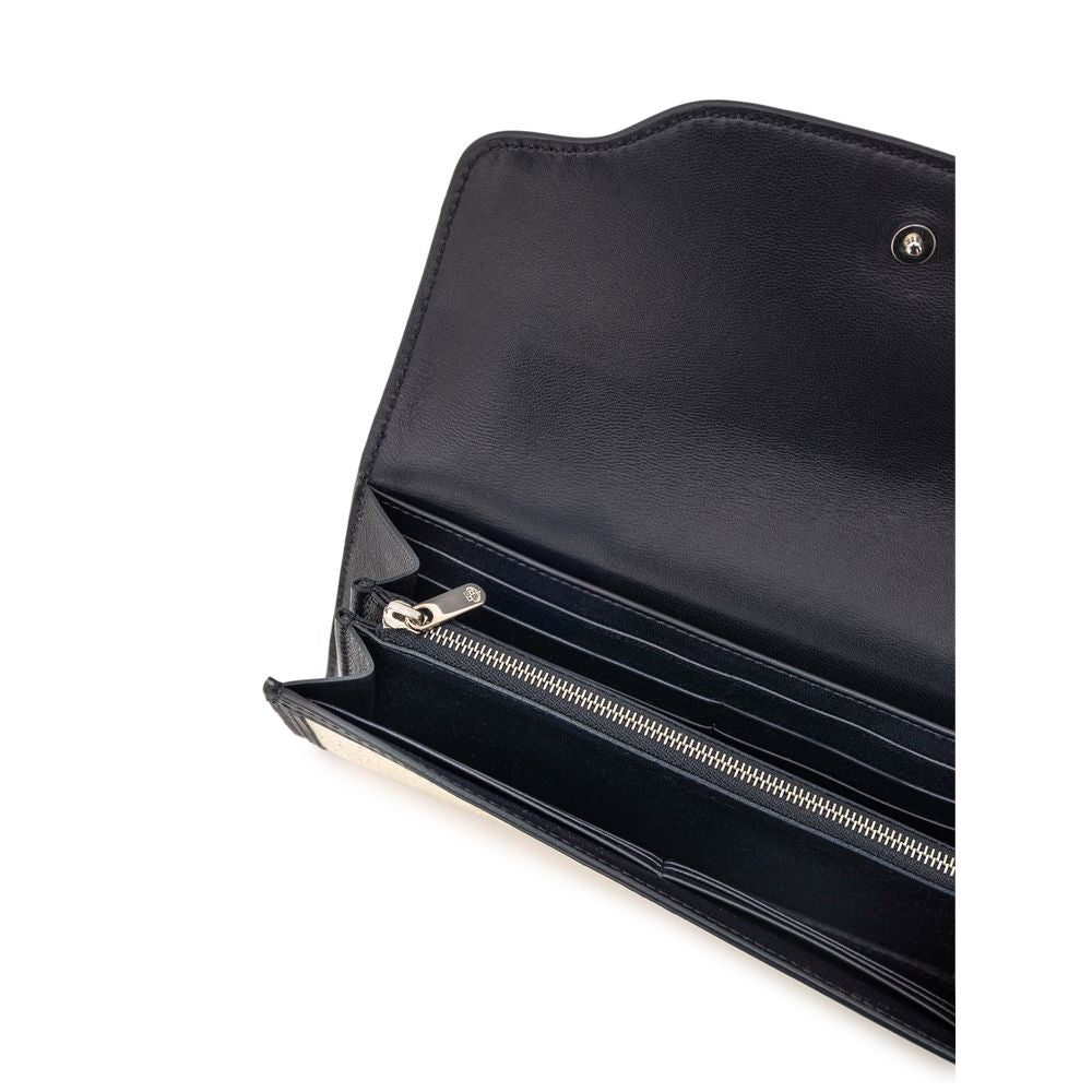 Beige Fabric And Leather Wallet - ventzia