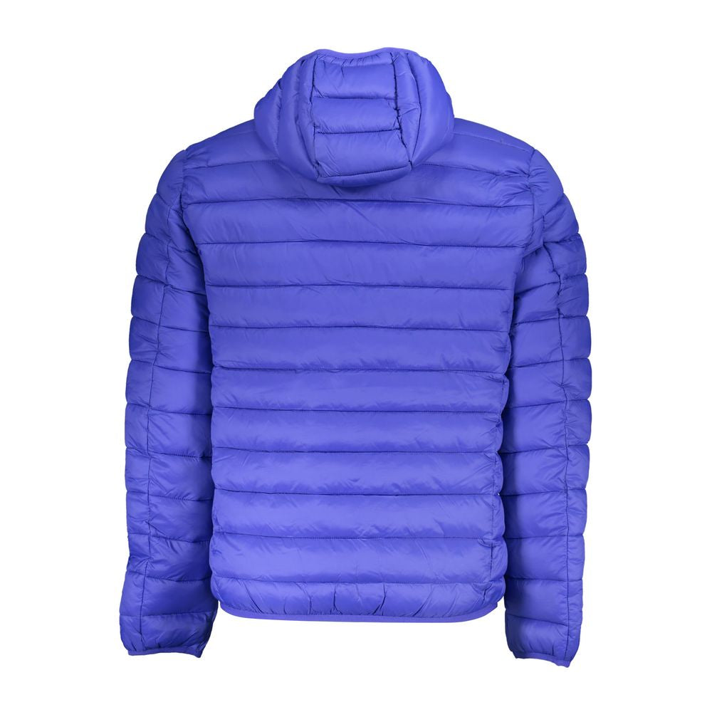 Chic Blue Polyamide Hooded Jacket - ventzia