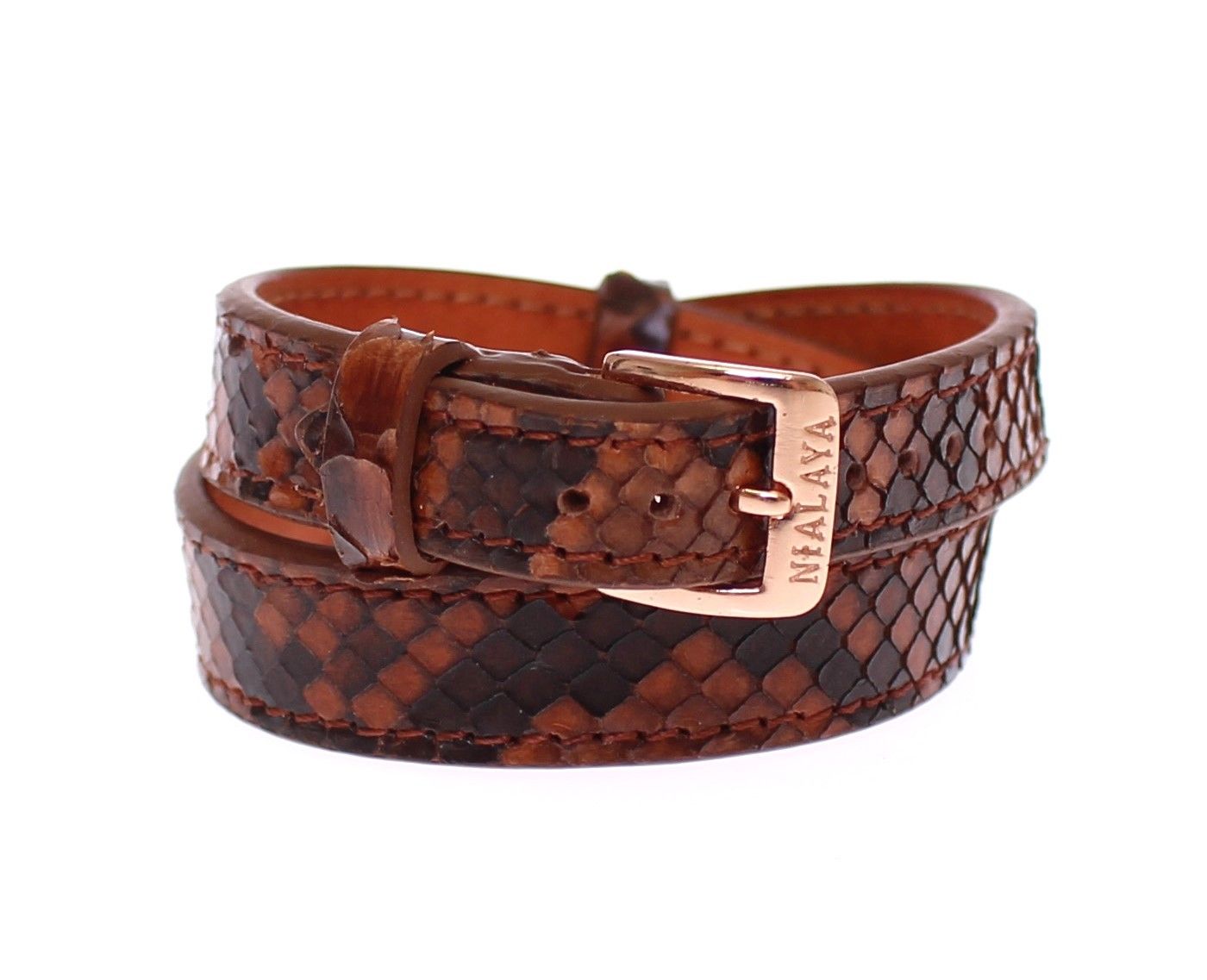 Chic Snakeskin Leather & Gold Cuff Bracelet - ventzia