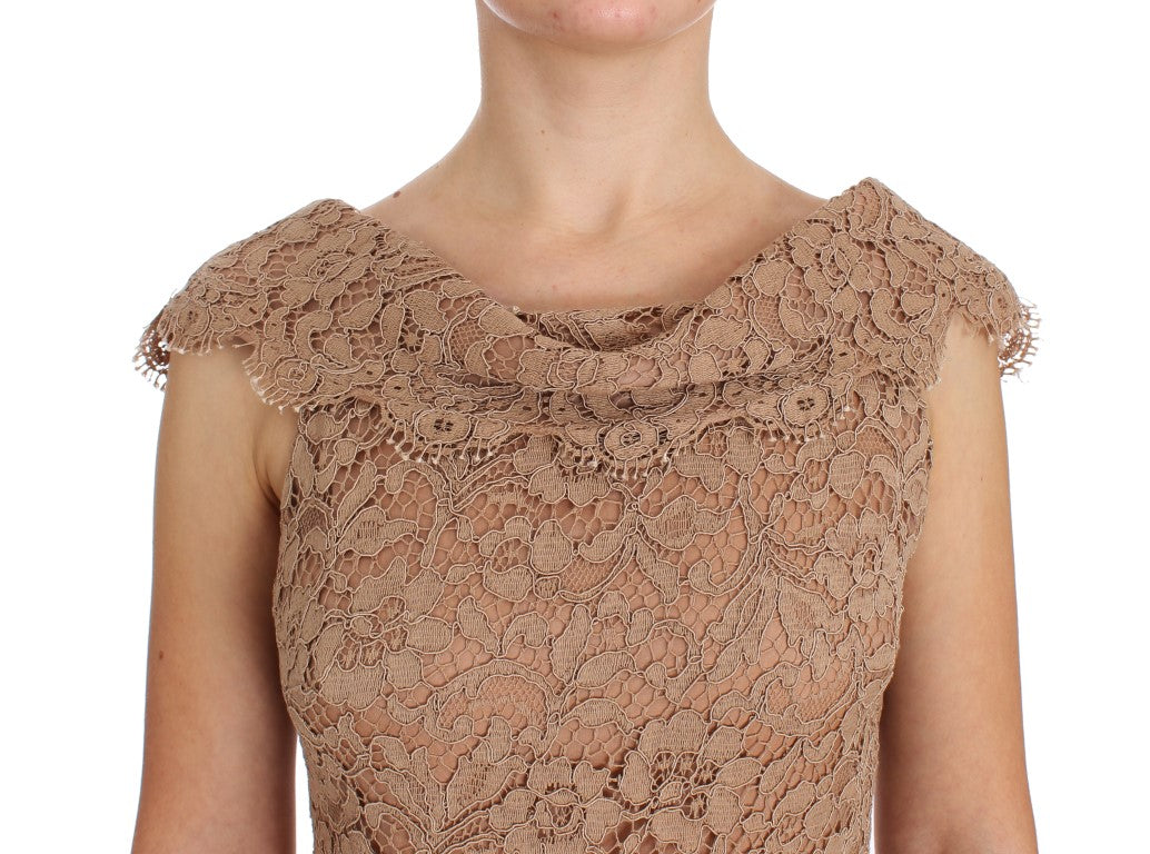 Elegant Pink Floral Lace Maxi Dress - ventzia