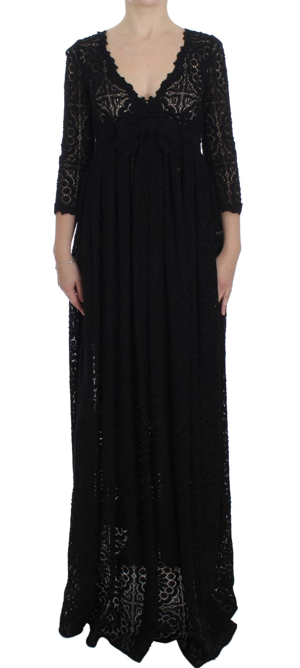Elegant Floral Ricamo Maxi Dress - ventzia