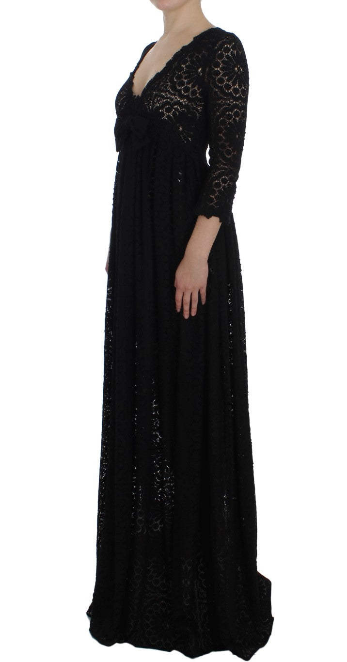 Elegant Floral Ricamo Maxi Dress - ventzia