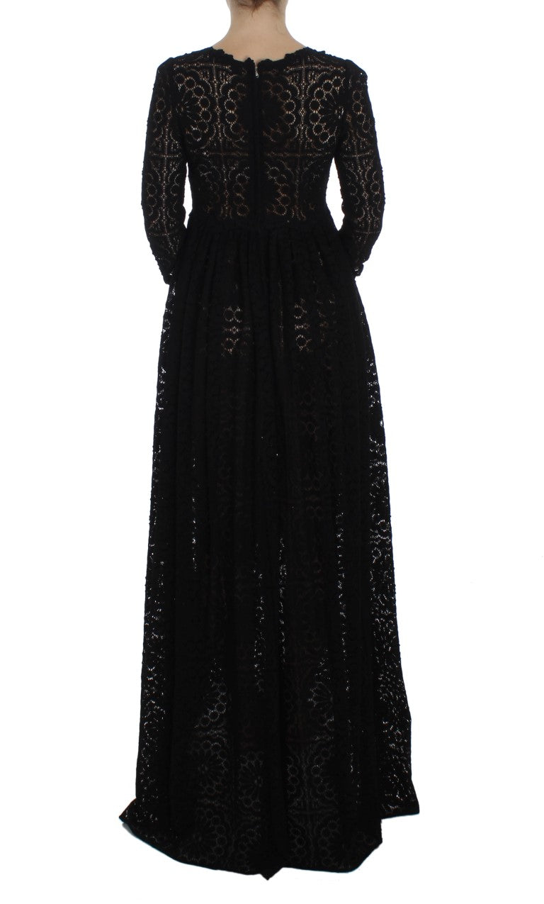 Elegant Floral Ricamo Maxi Dress - ventzia