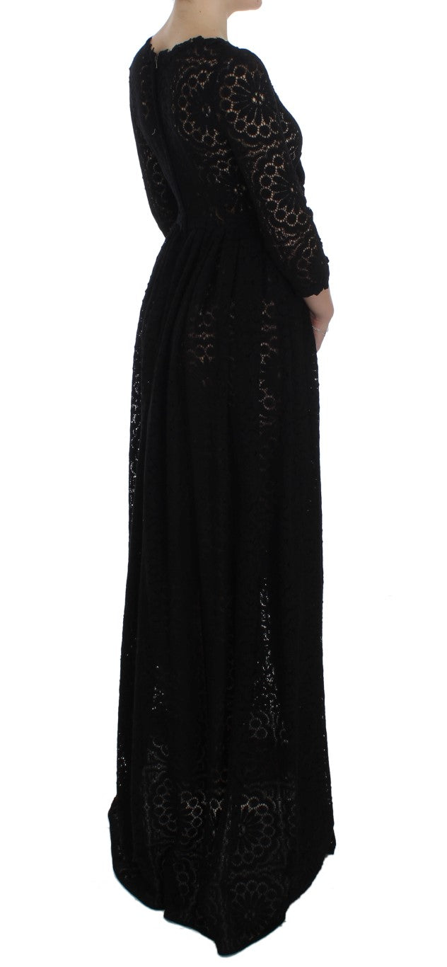 Elegant Floral Ricamo Maxi Dress - ventzia