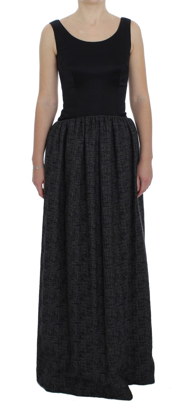 Elegant Black Full-Length Sheath Dress - ventzia
