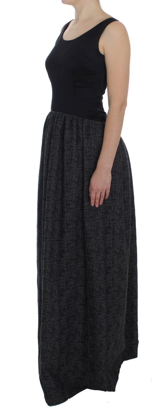 Elegant Black Full-Length Sheath Dress - ventzia