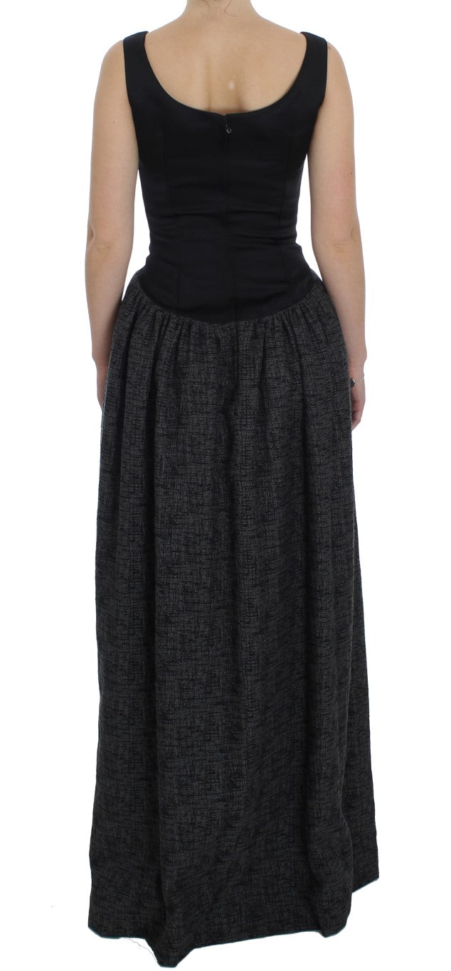 Elegant Black Full-Length Sheath Dress - ventzia