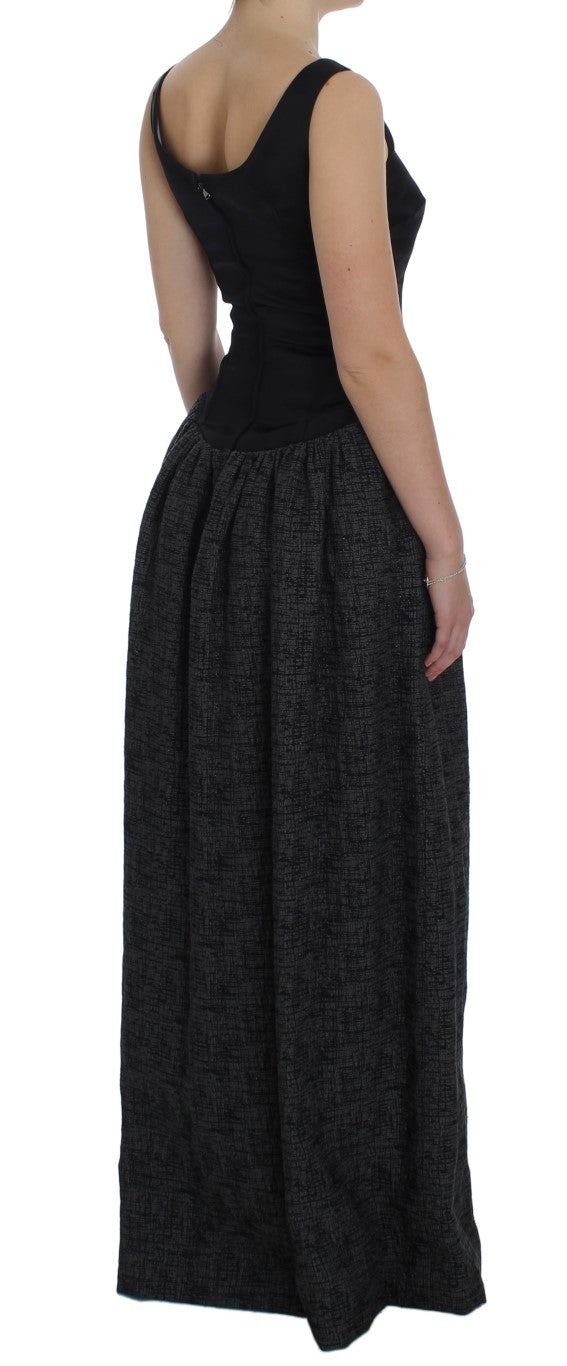 Elegant Black Full-Length Sheath Dress - ventzia
