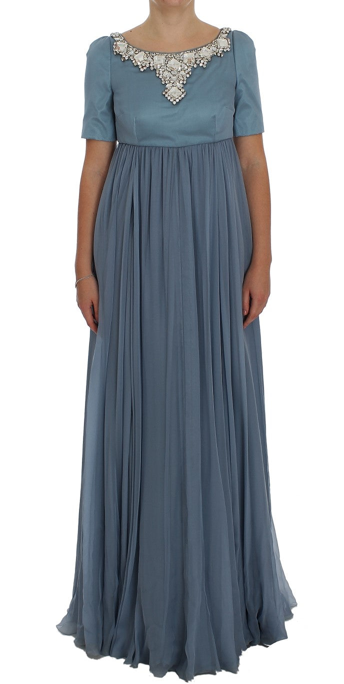 Elegant Crystal-Embellished Silk Gown - ventzia