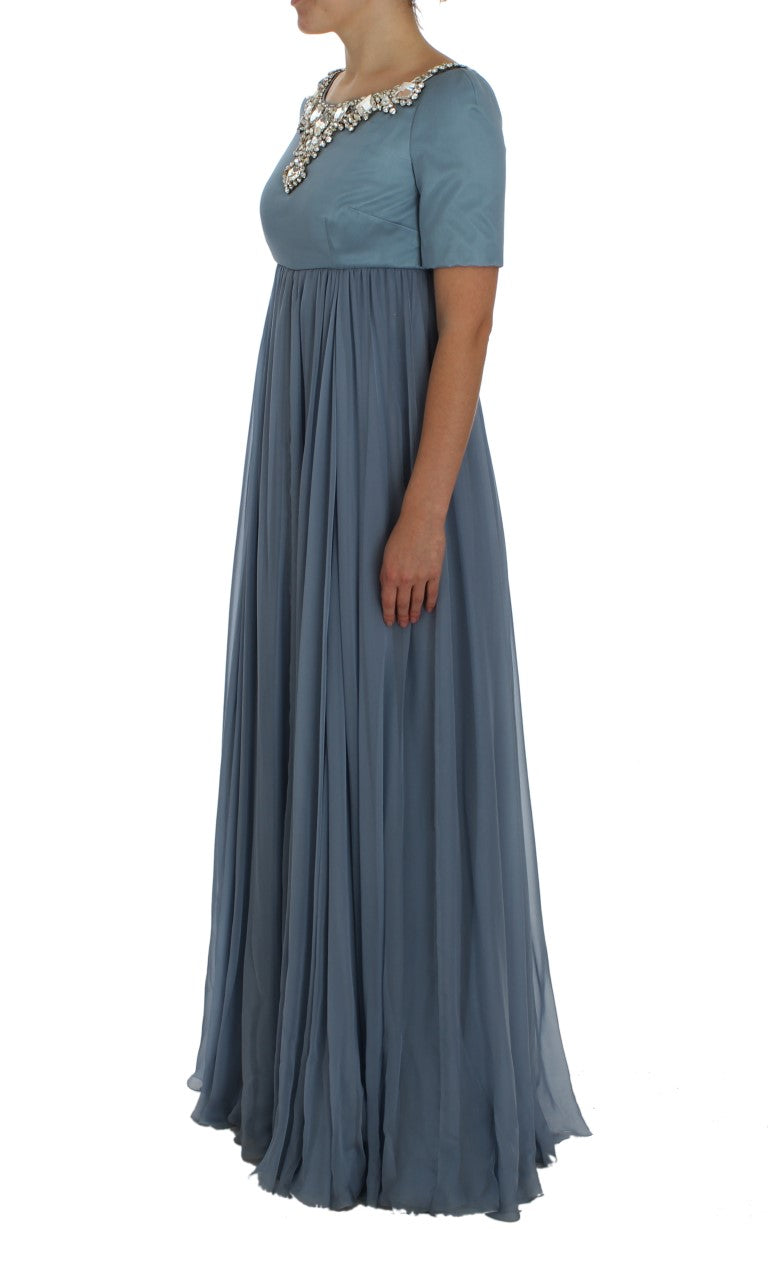 Elegant Crystal-Embellished Silk Gown - ventzia