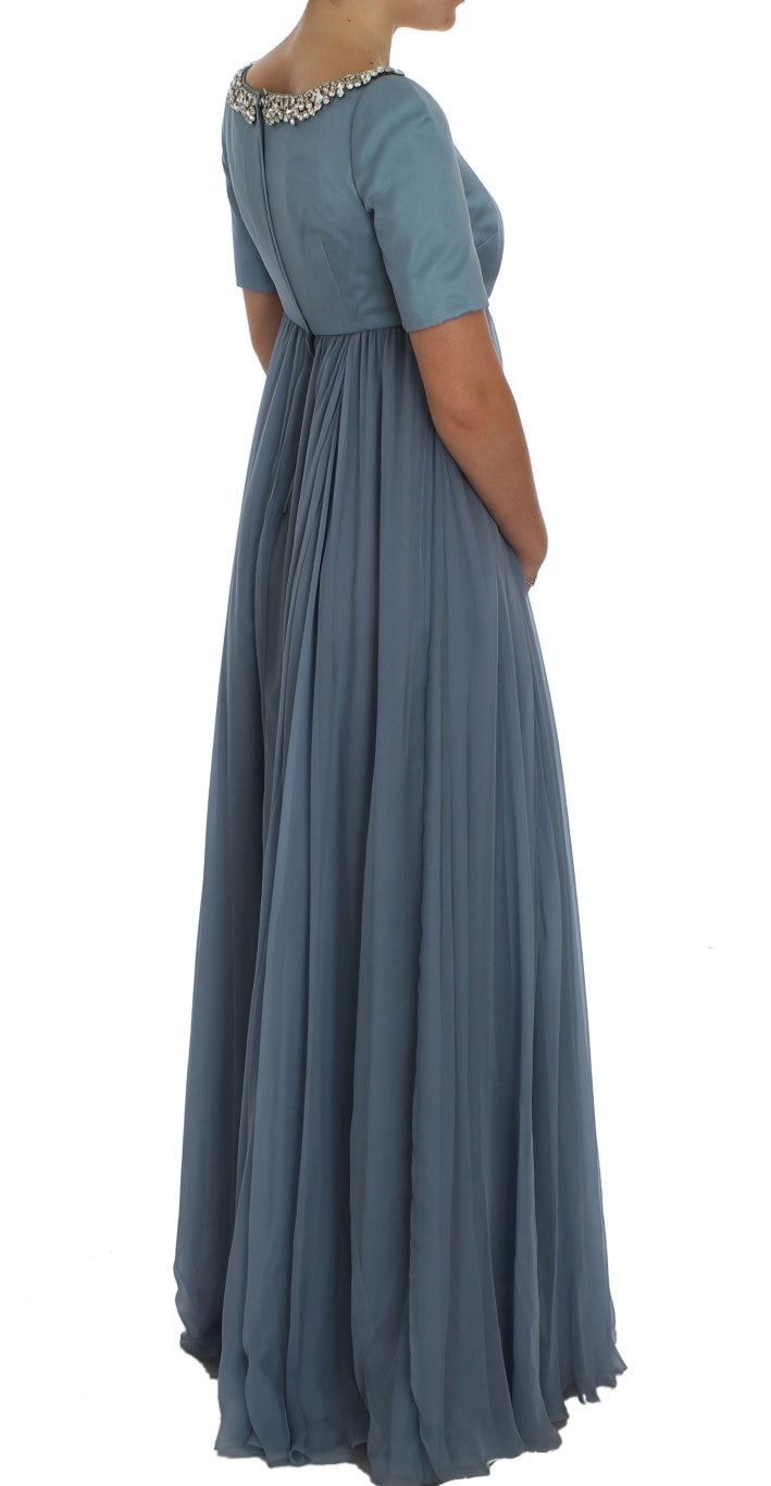 Elegant Crystal-Embellished Silk Gown - ventzia