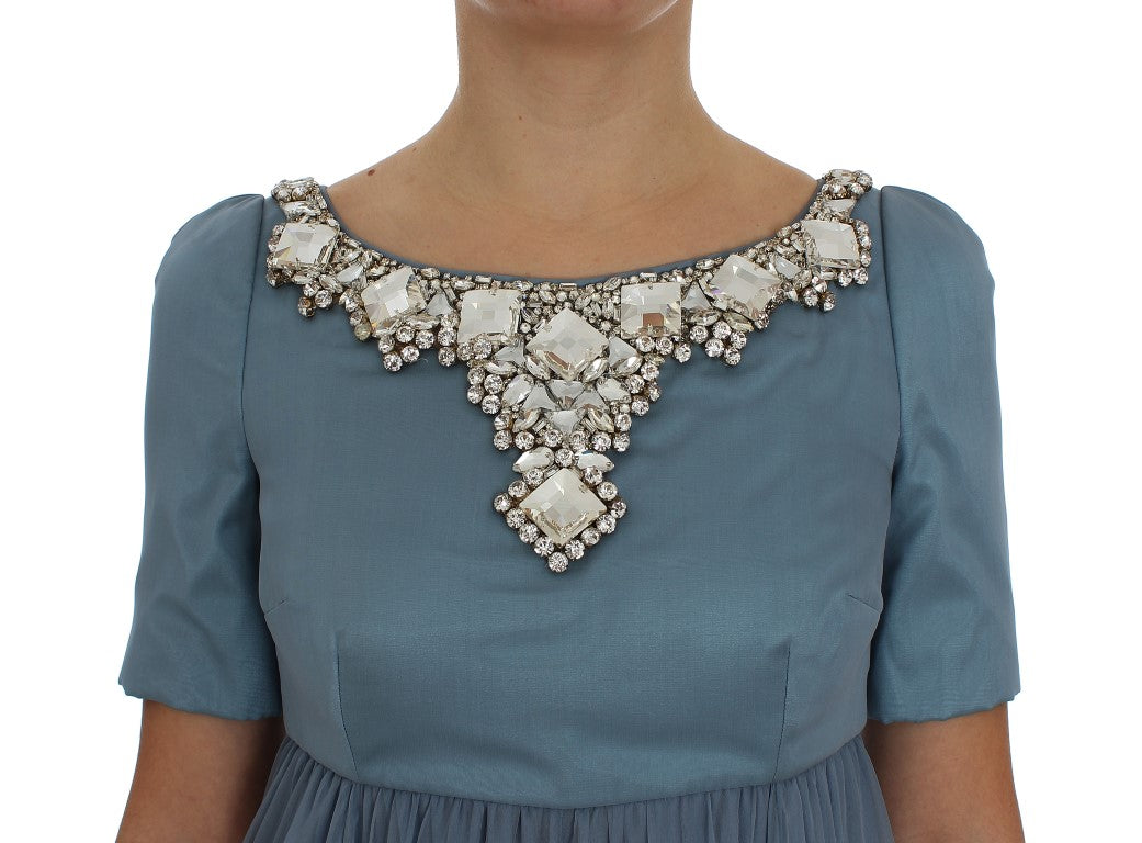 Elegant Crystal-Embellished Silk Gown - ventzia