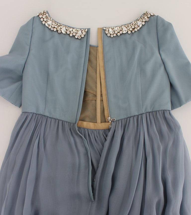 Elegant Crystal-Embellished Silk Gown - ventzia