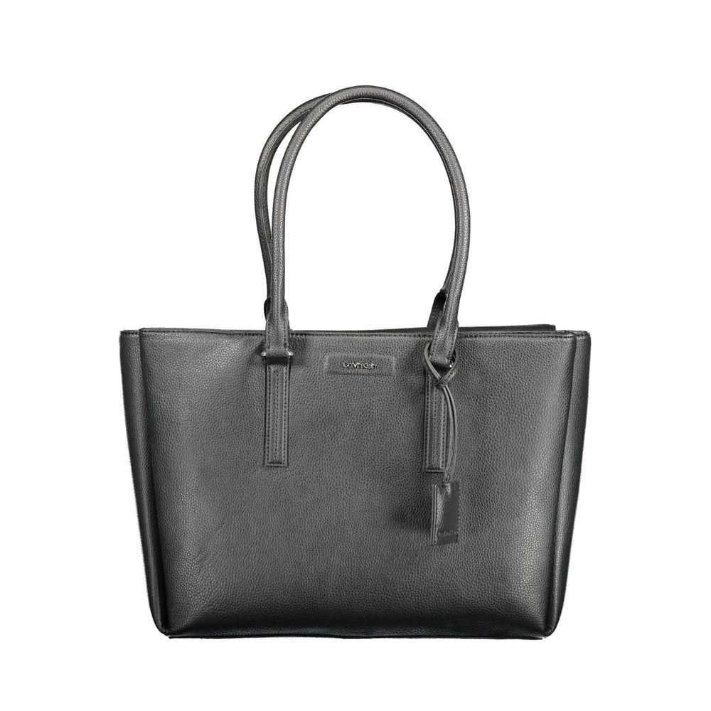 Black Polyurethane Women Shoulder Bag - ventzia