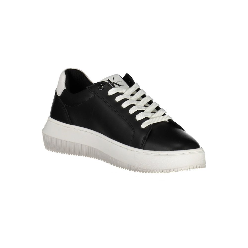 Black Leather Women Sneaker - ventzia