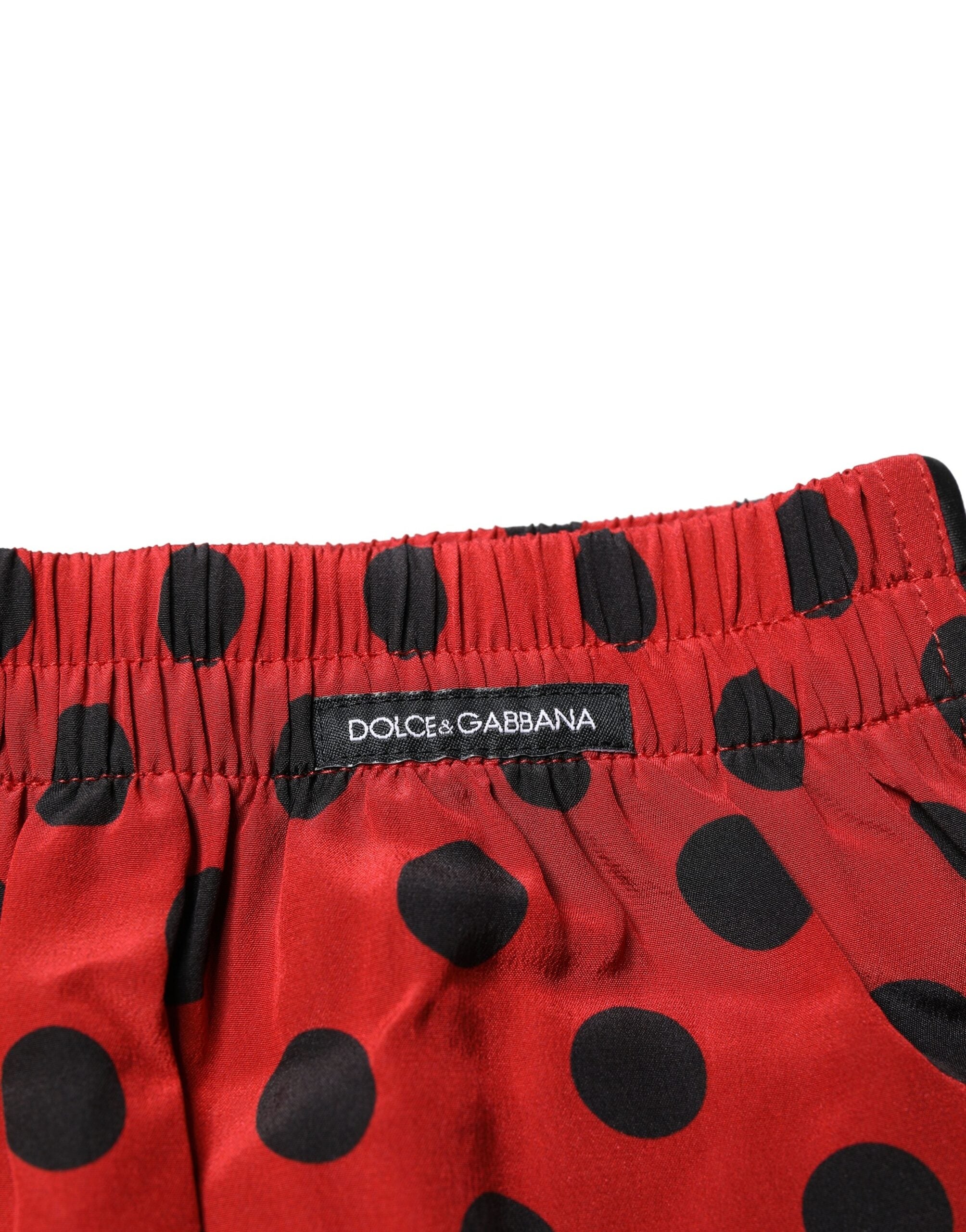 Red Silk Polka Dot Boxer Shorts Underwear - ventzia