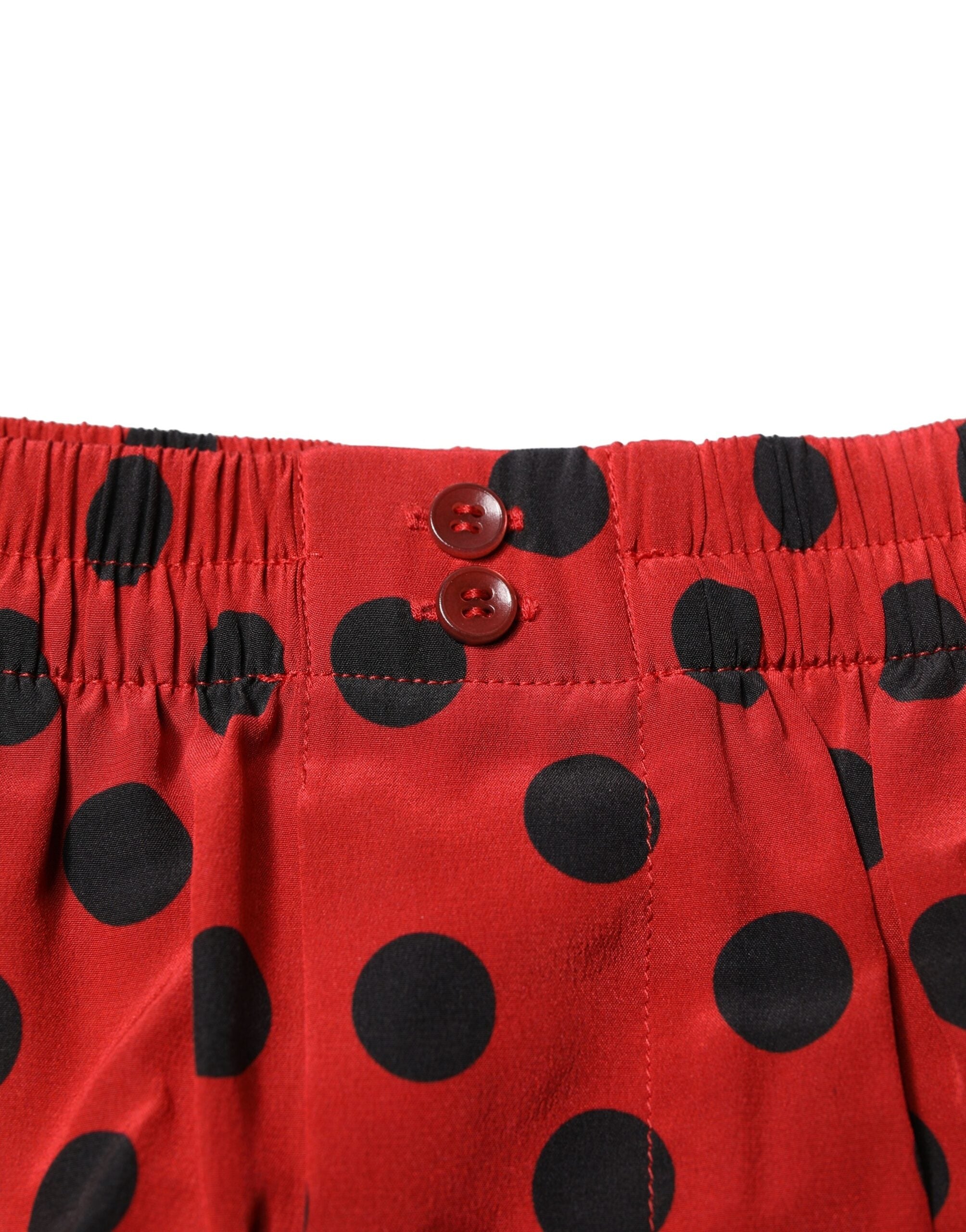 Red Silk Polka Dot Boxer Shorts Underwear - ventzia