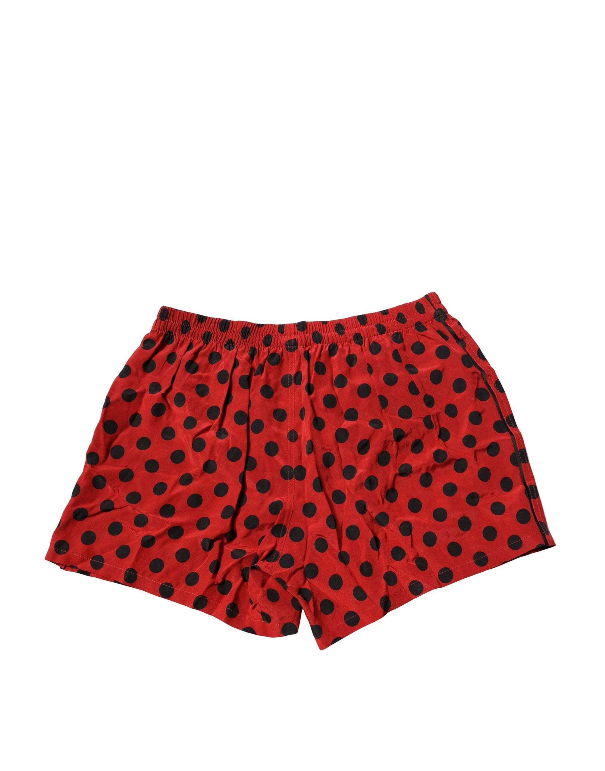 Red Silk Polka Dot Boxer Shorts Underwear - ventzia
