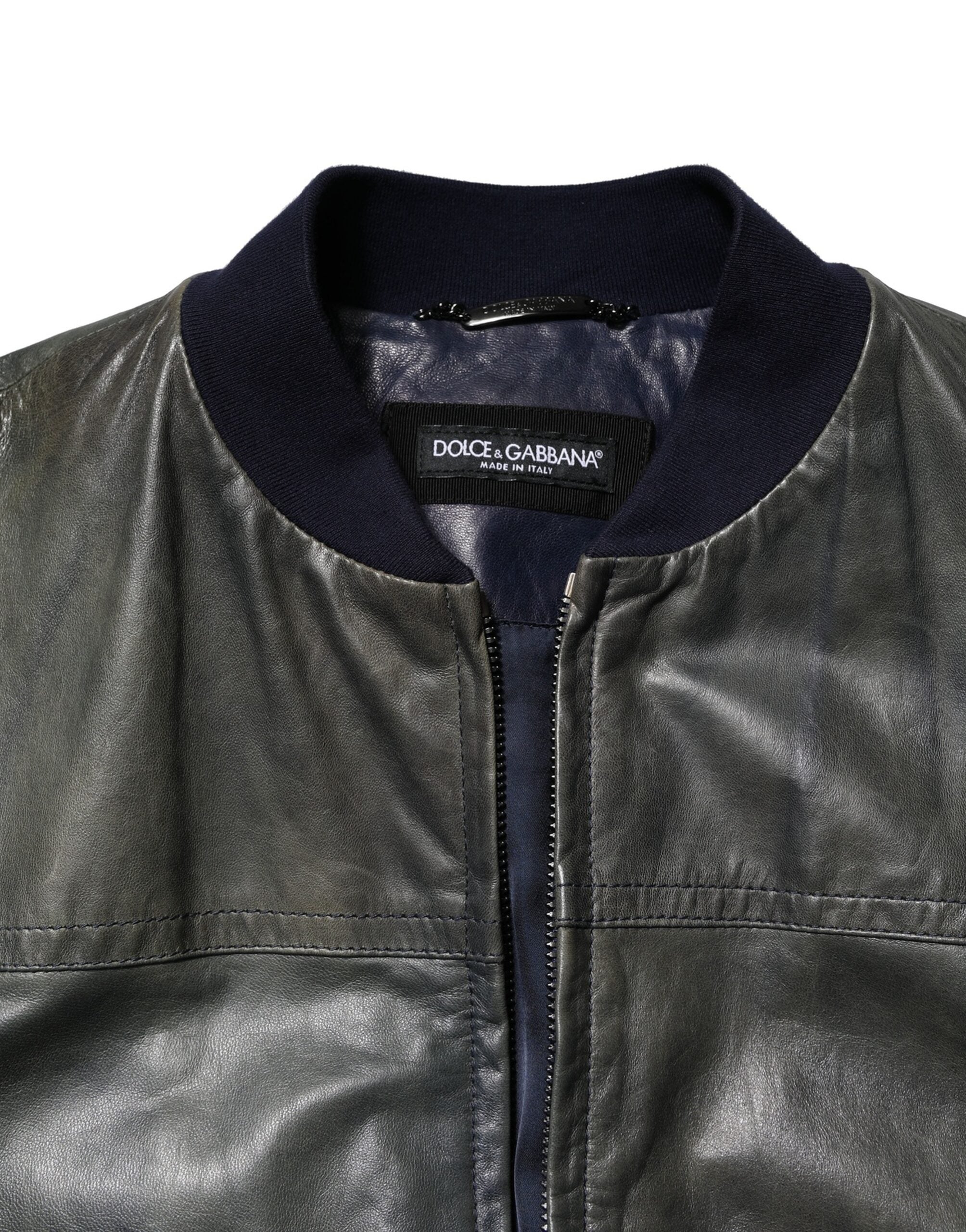 Black Lambskin Leather Biker Full Zip Jacket - ventzia