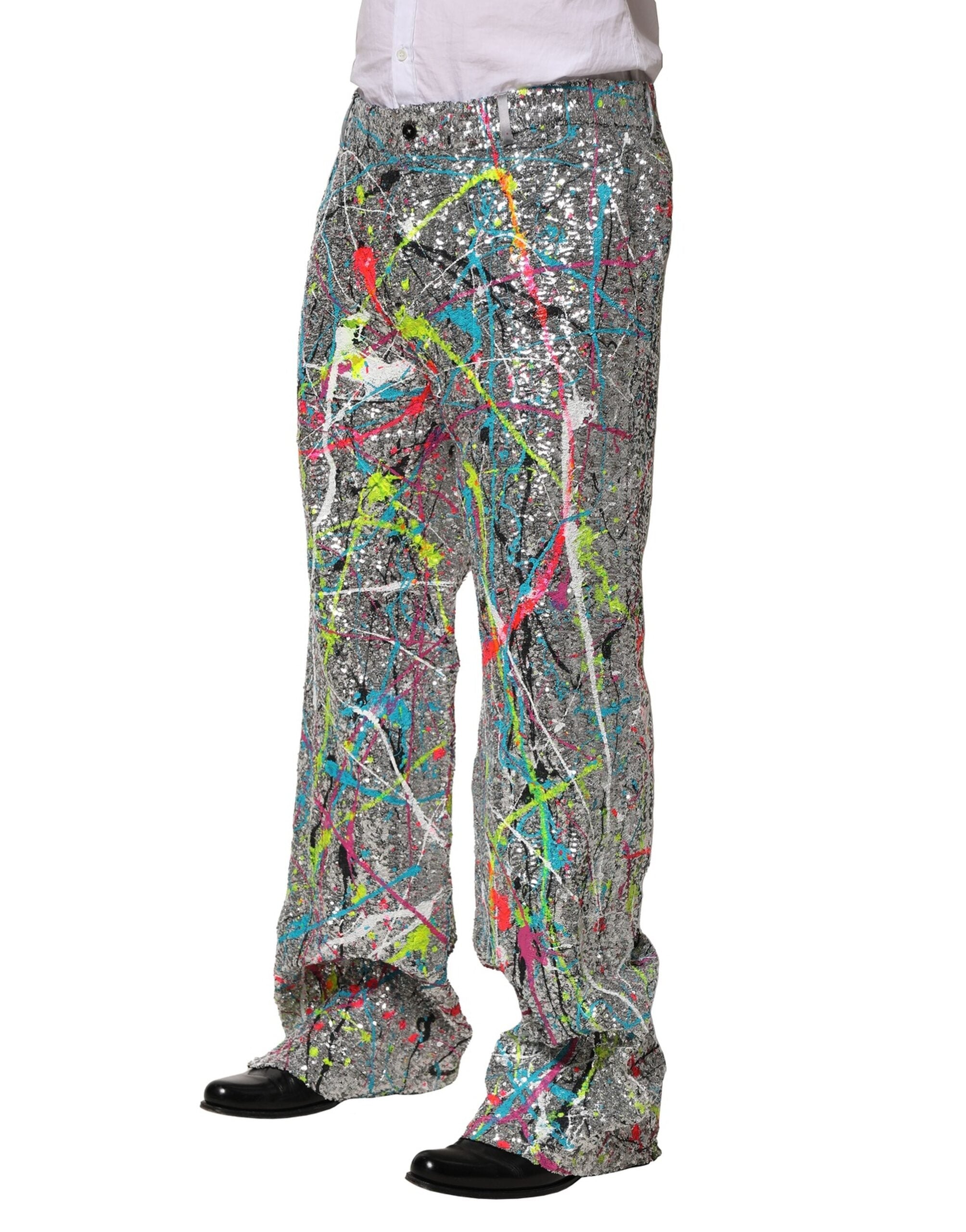 Multicolor Sequined Embellished Pants - ventzia