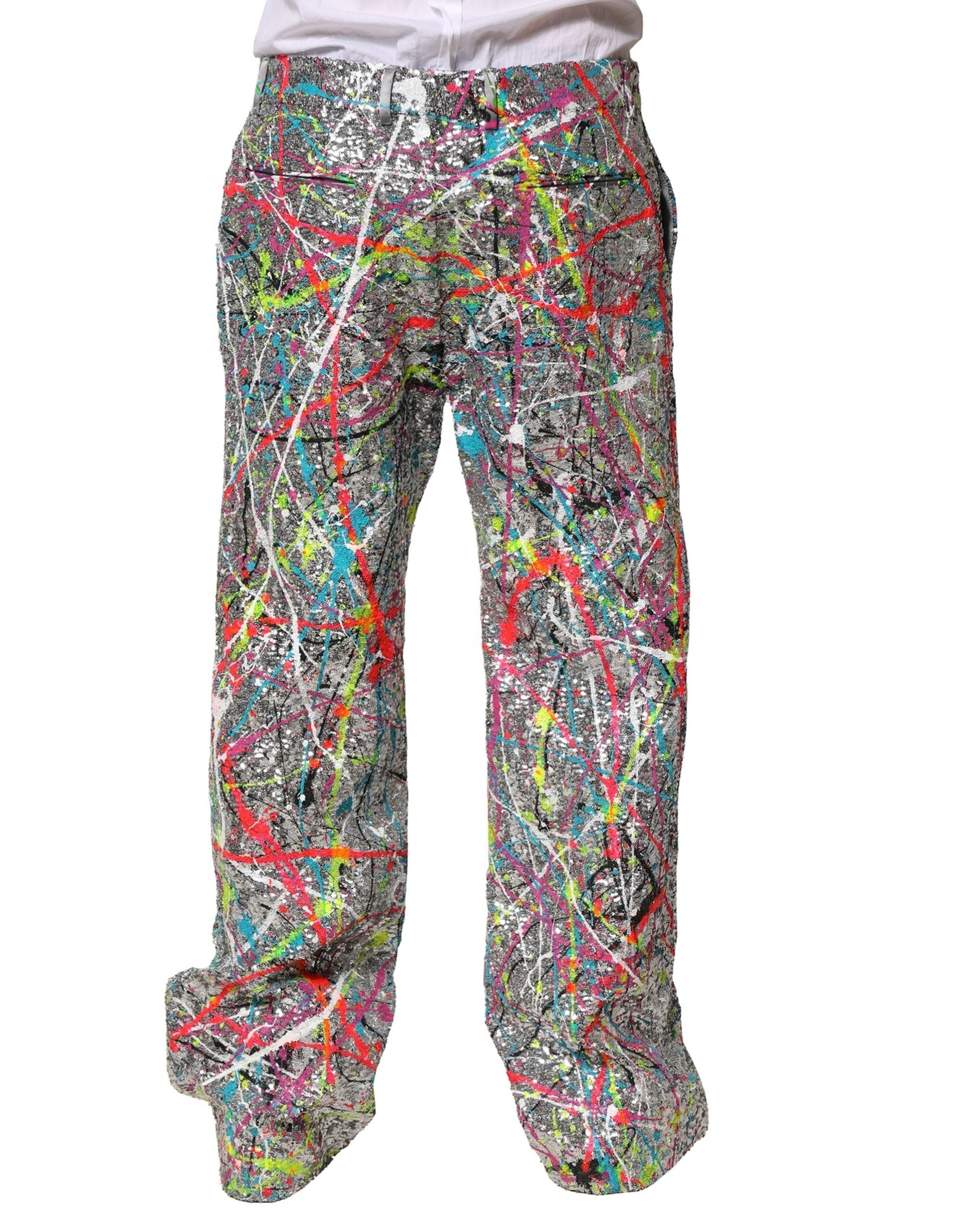 Multicolor Sequined Embellished Pants - ventzia