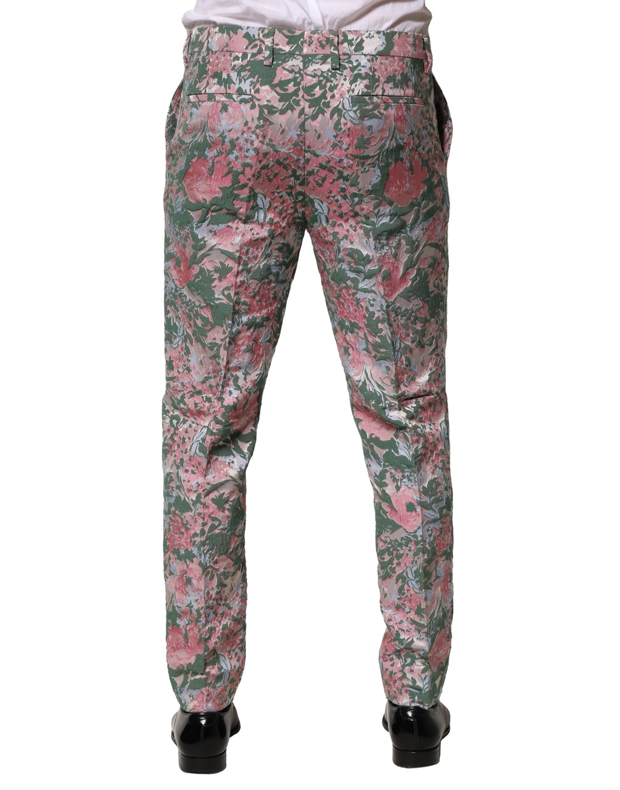 Multicolor Floral Jacquard Pants - ventzia