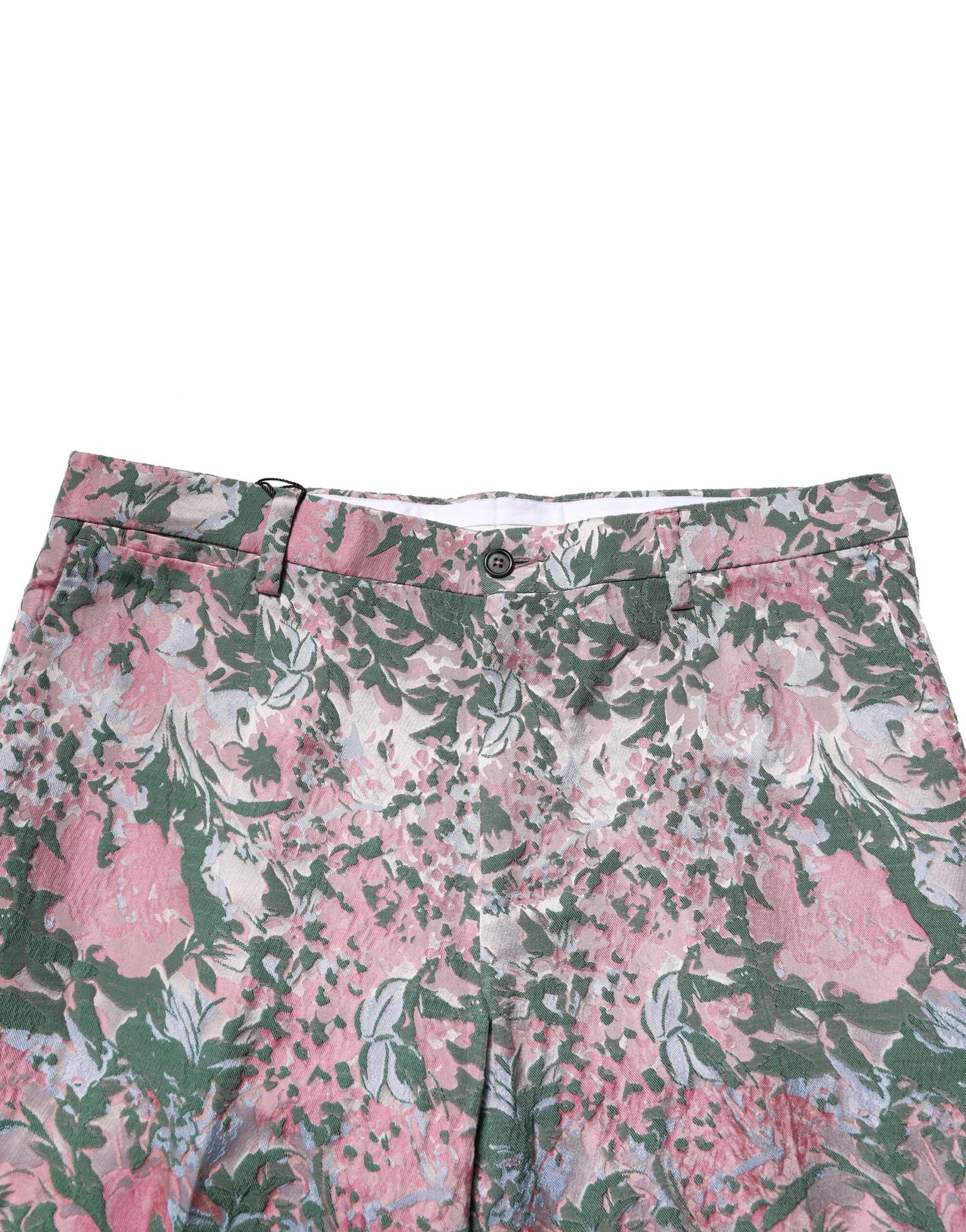 Multicolor Floral Jacquard Pants - ventzia