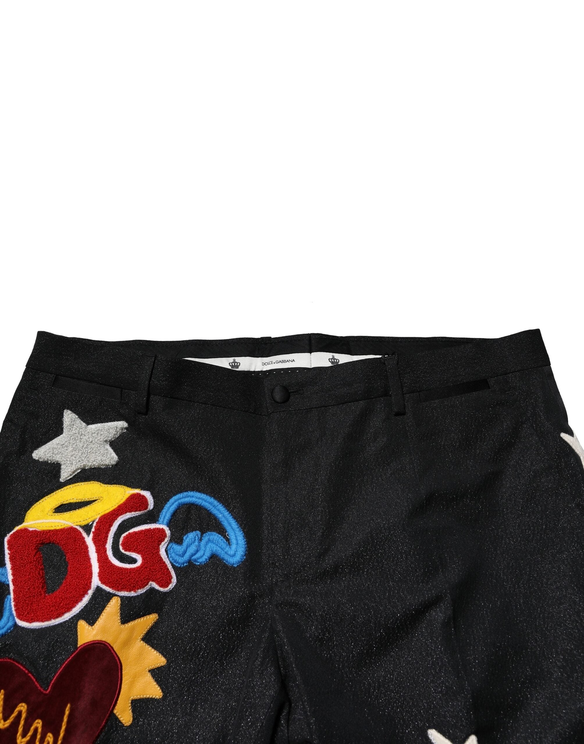 Black Graphic Embroidery Men Pants - ventzia