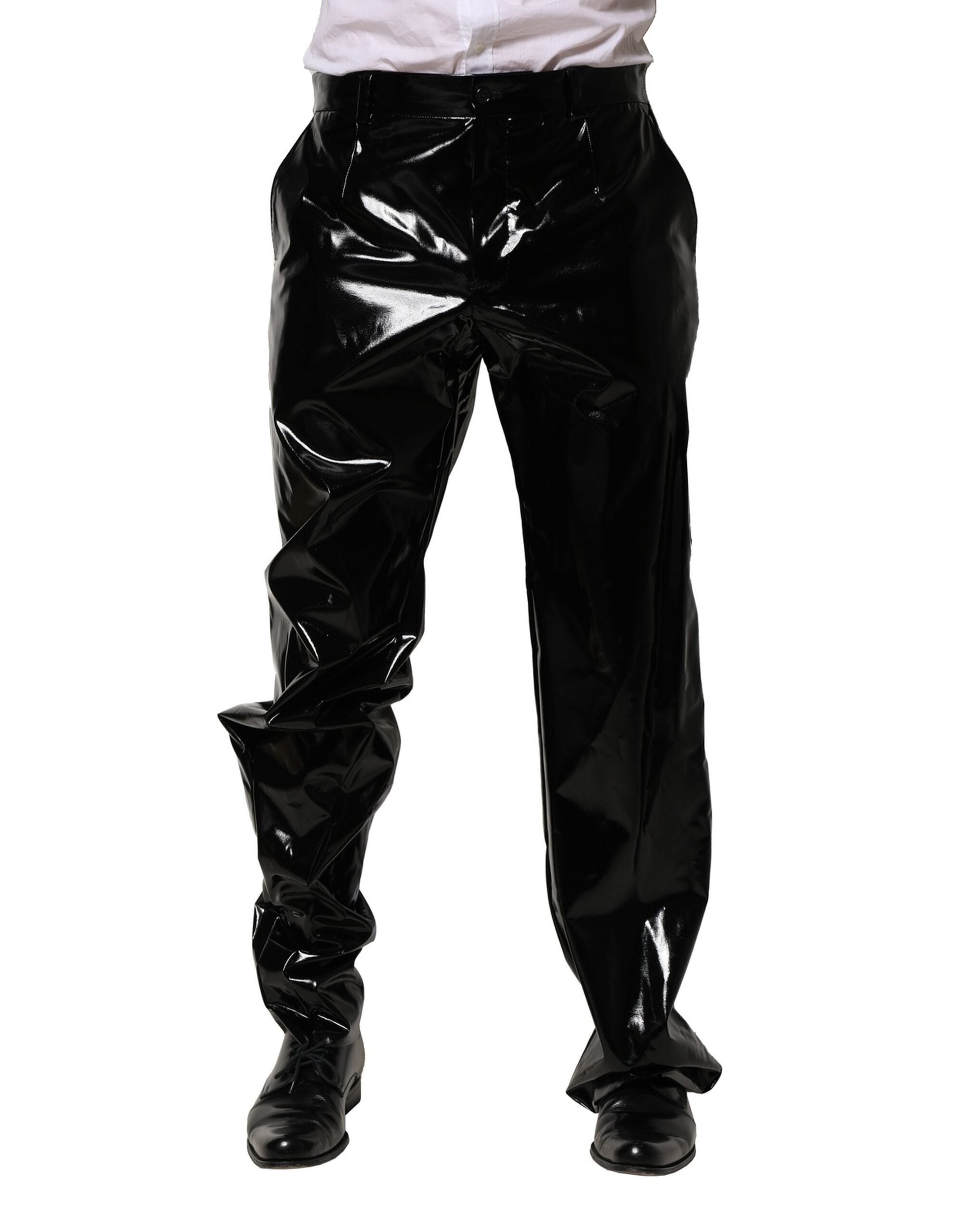 Black Nylon Straight Men Pants - ventzia