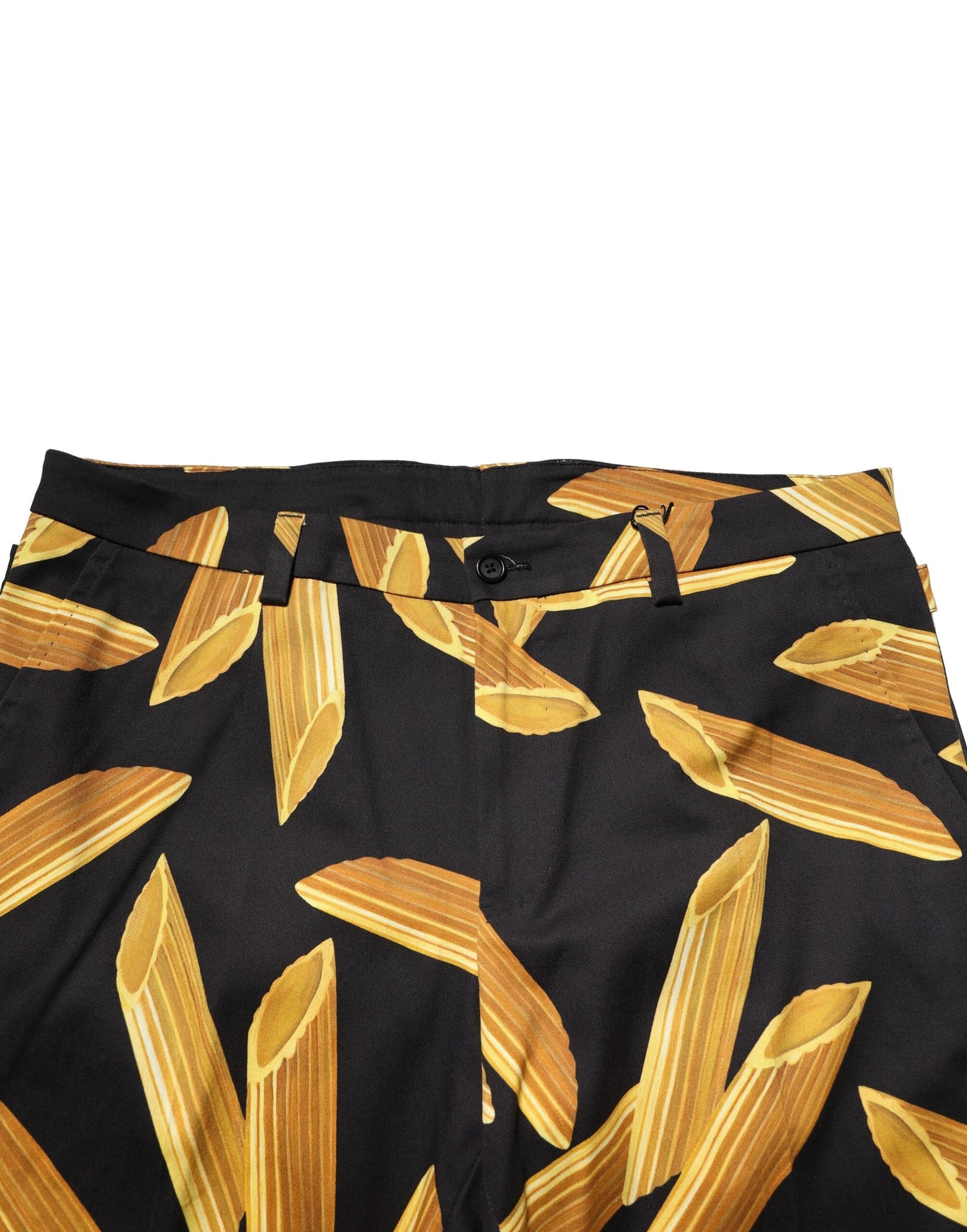 Black Pasta Print Tapered Men Pants - ventzia