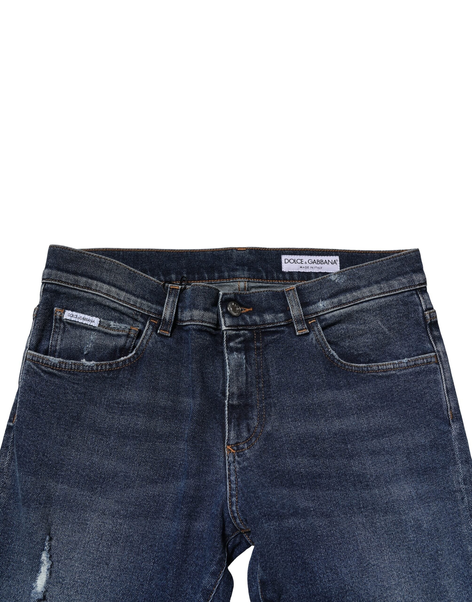 Blue Washed Skinny Cotton Denim Jeans - ventzia