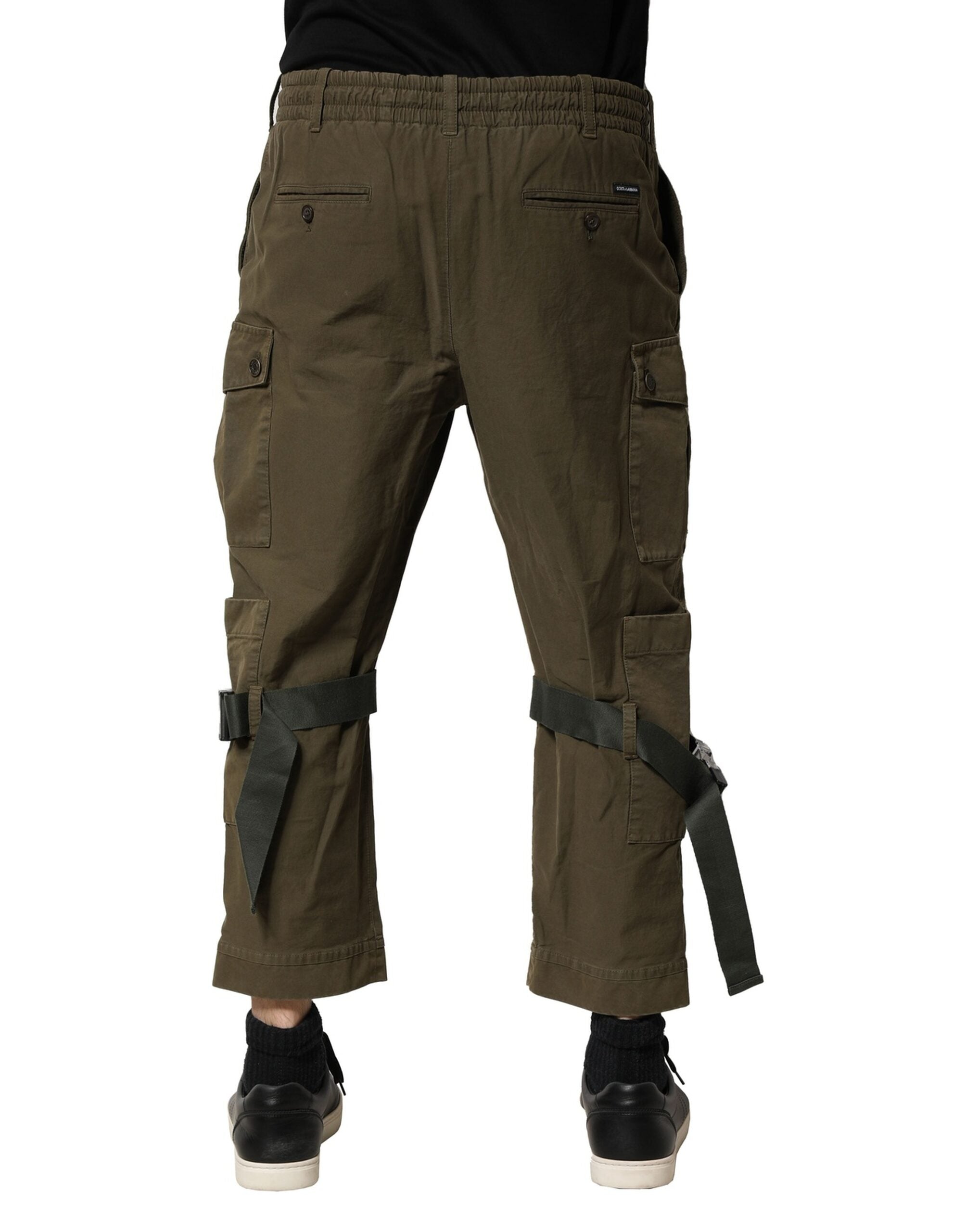 Brown Cotton Cargo Drawstring Pants - ventzia