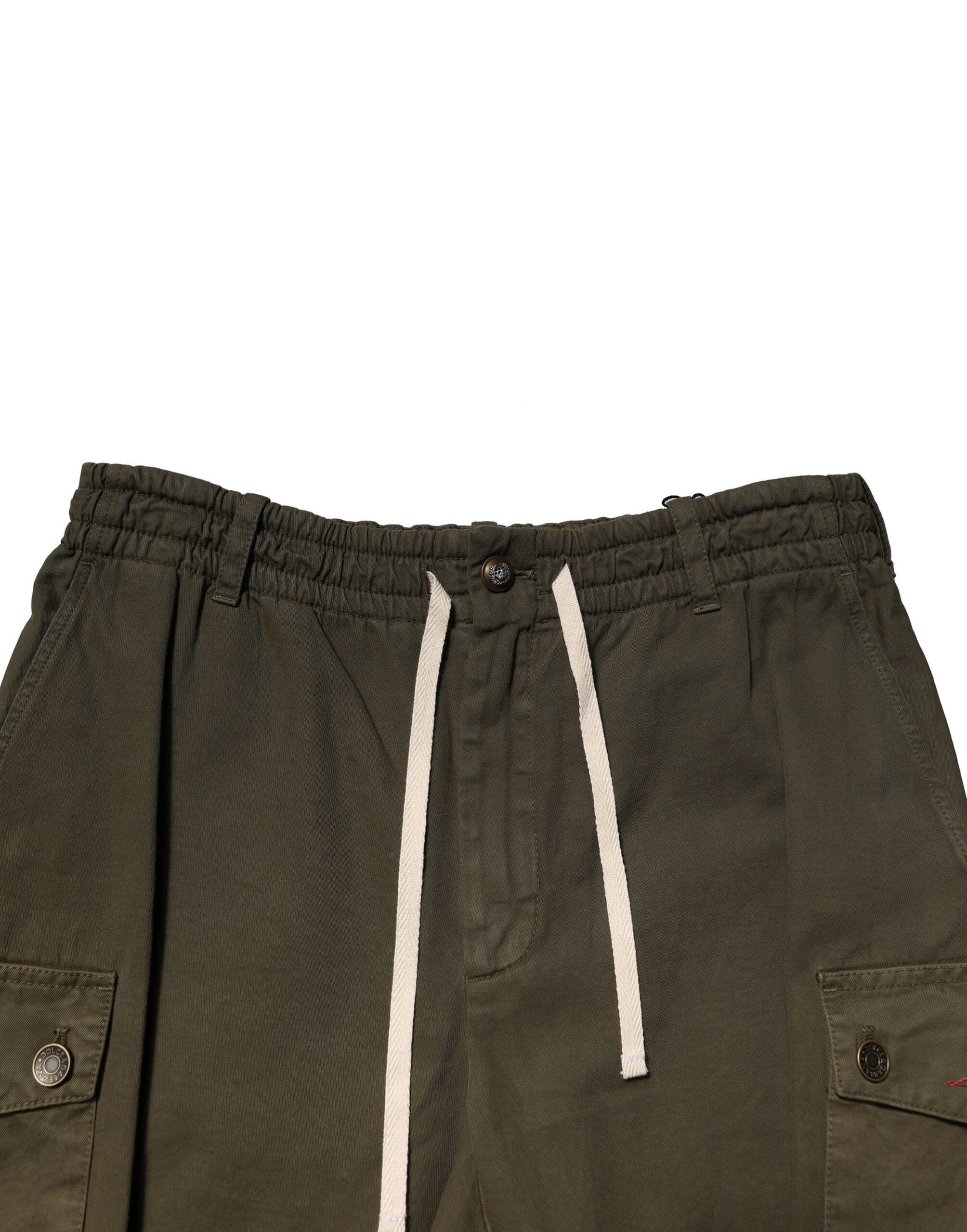 Brown Cotton Cargo Drawstring Pants - ventzia