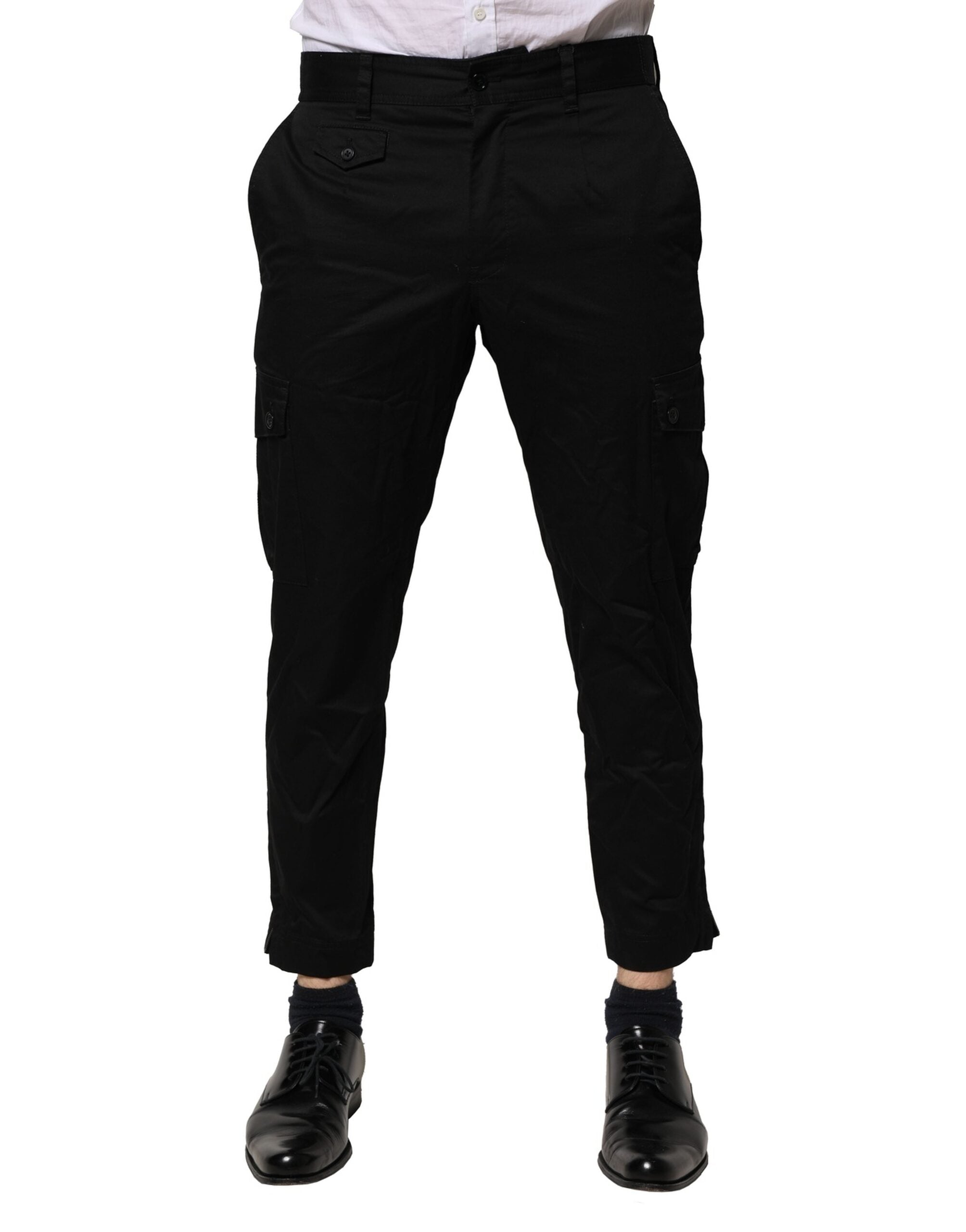 Black Cotton Dress Slim Formal Pants - ventzia