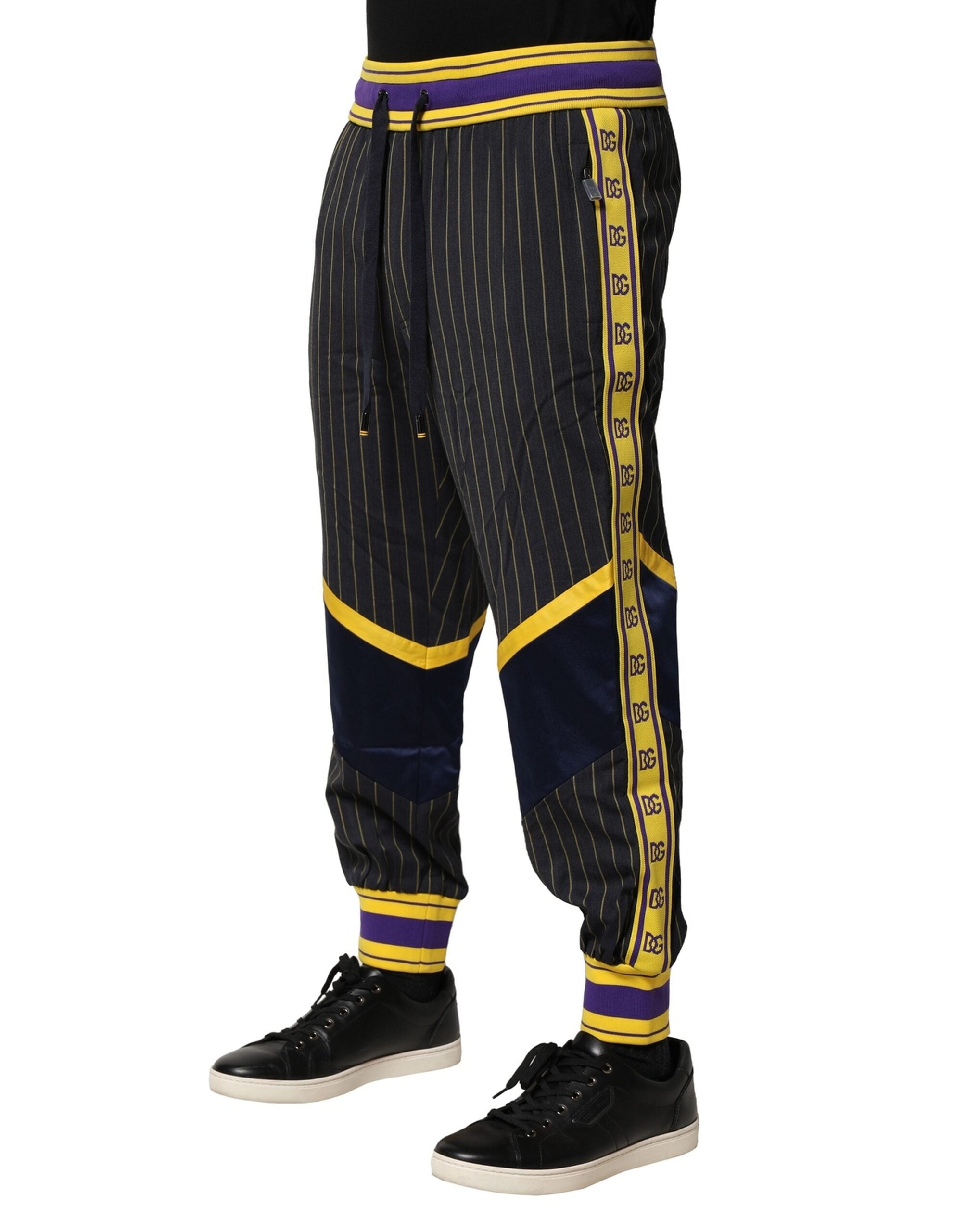 Multicolor Stripes Wool Jogger Pants - ventzia