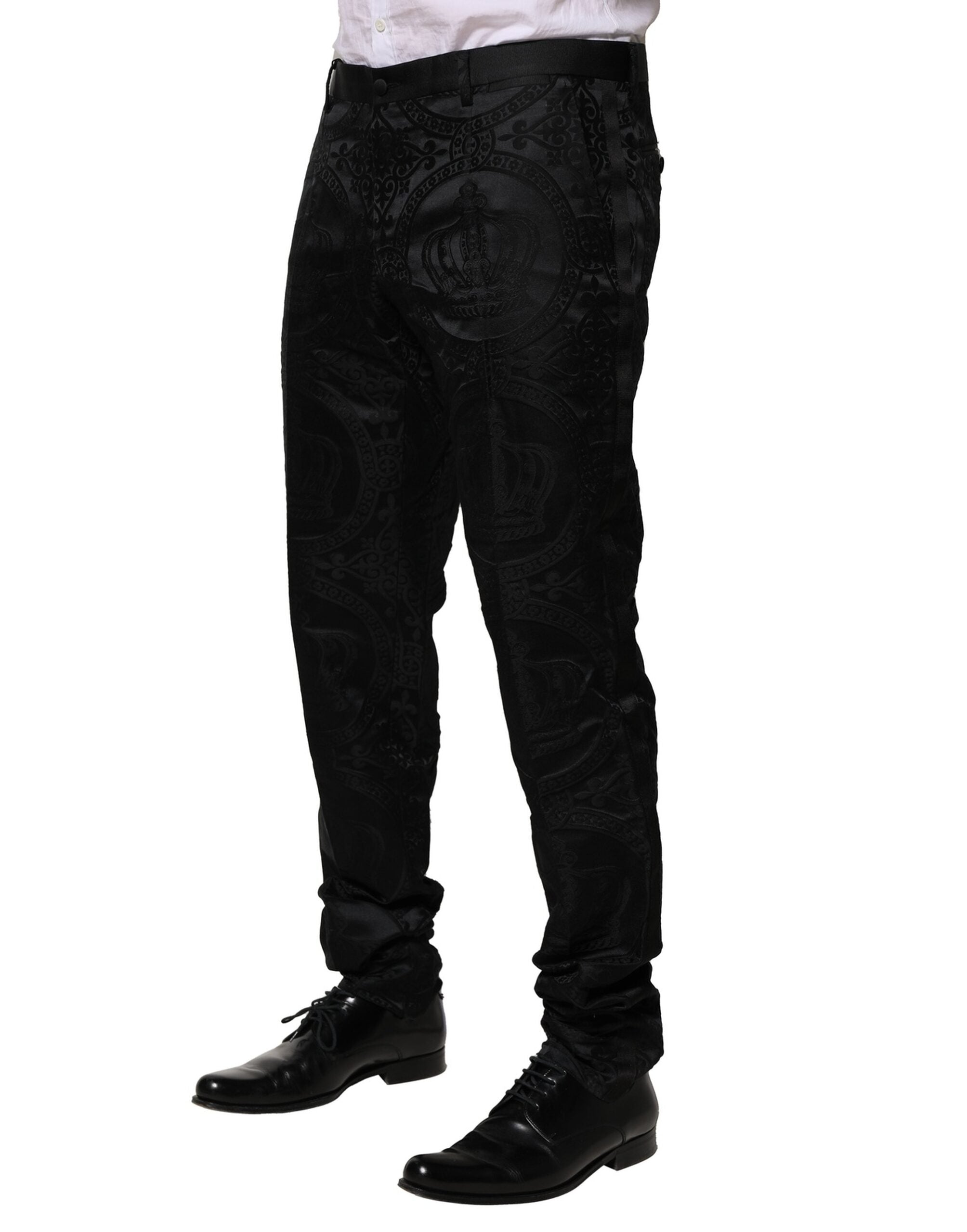 Black Cotton DG Crown Dress Pants - ventzia