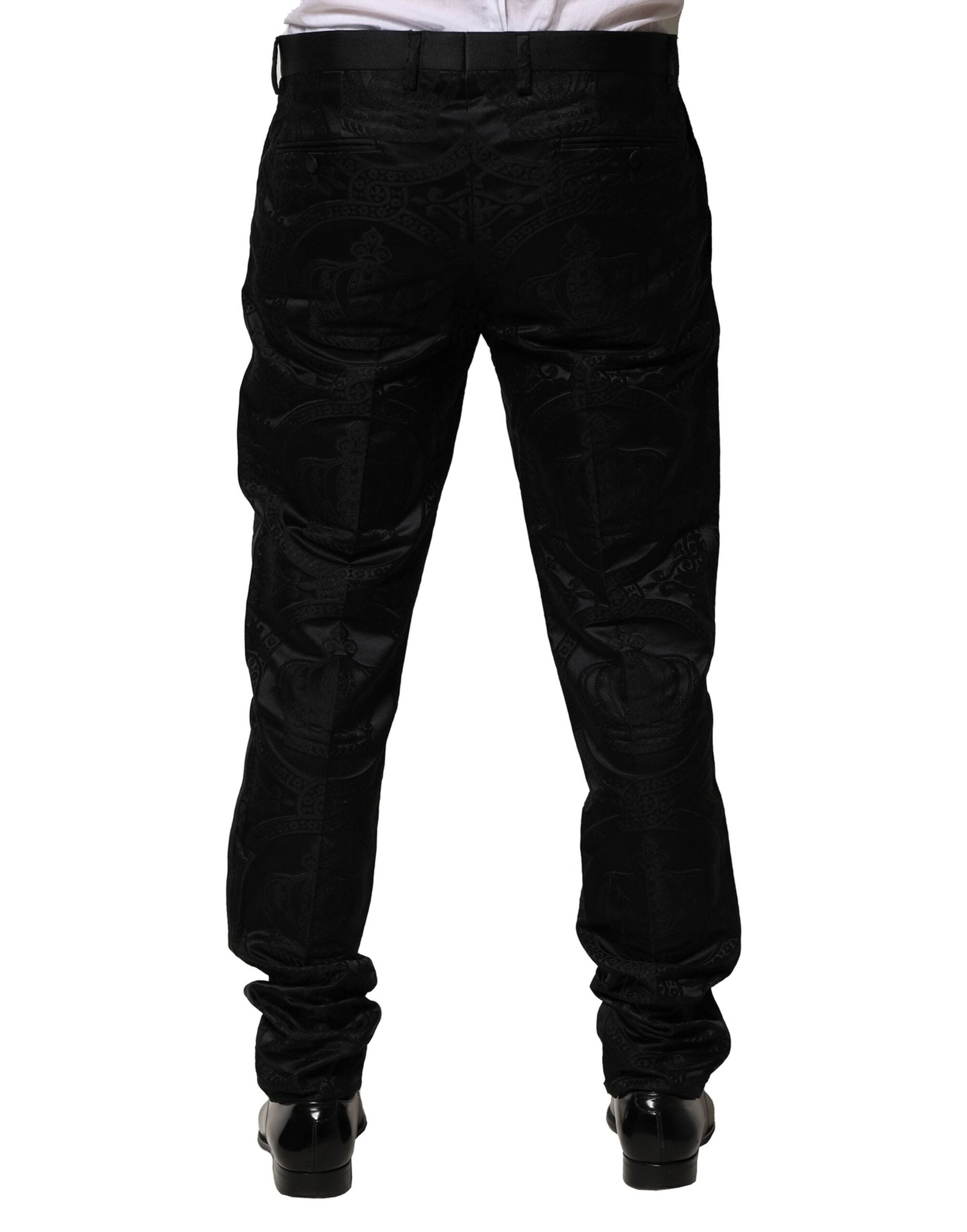Black Cotton DG Crown Dress Pants - ventzia