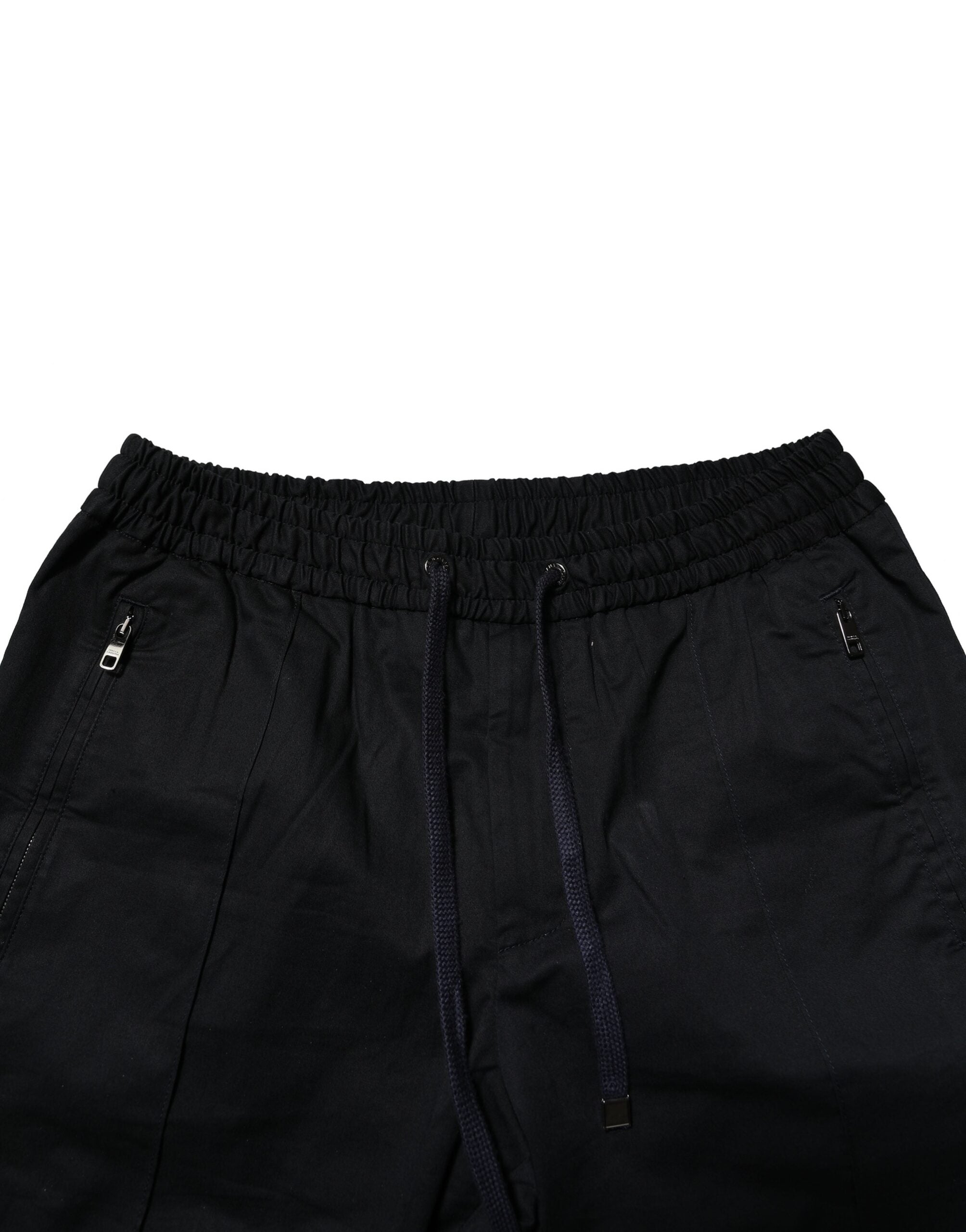 Black Cotton Mid Waist Jogger Pants - ventzia