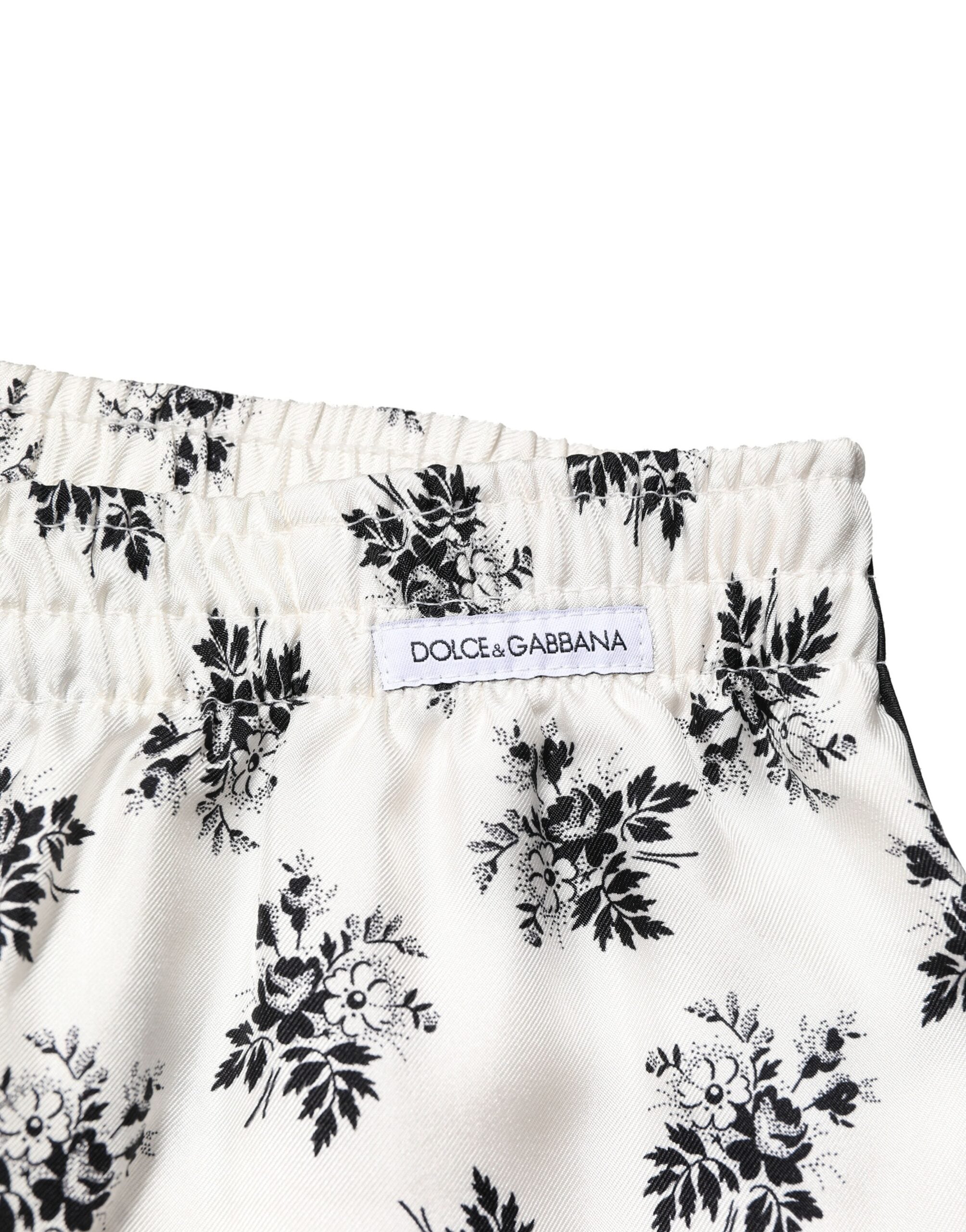 White Floral Silk Casual Lounge Pants - ventzia